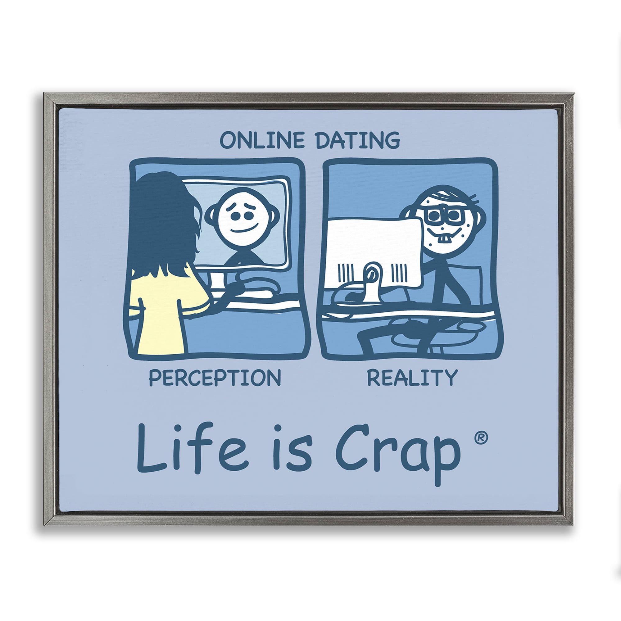 Stupell Industries Perception and Reality Dating Novelty & Humor Painting Gray Floater Framed Canvas Art Print Wall Art, 21 x 17