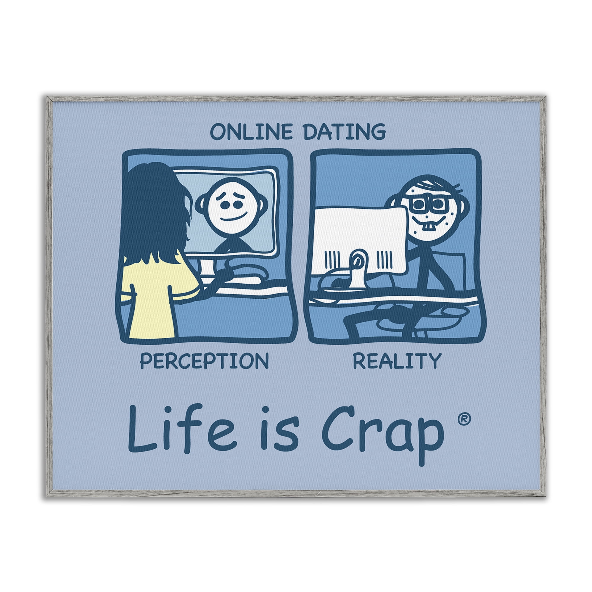 Stupell Industries Perception and Reality Dating Novelty & Humor Painting Gray Framed Art Print Wall Art, 14 x 11