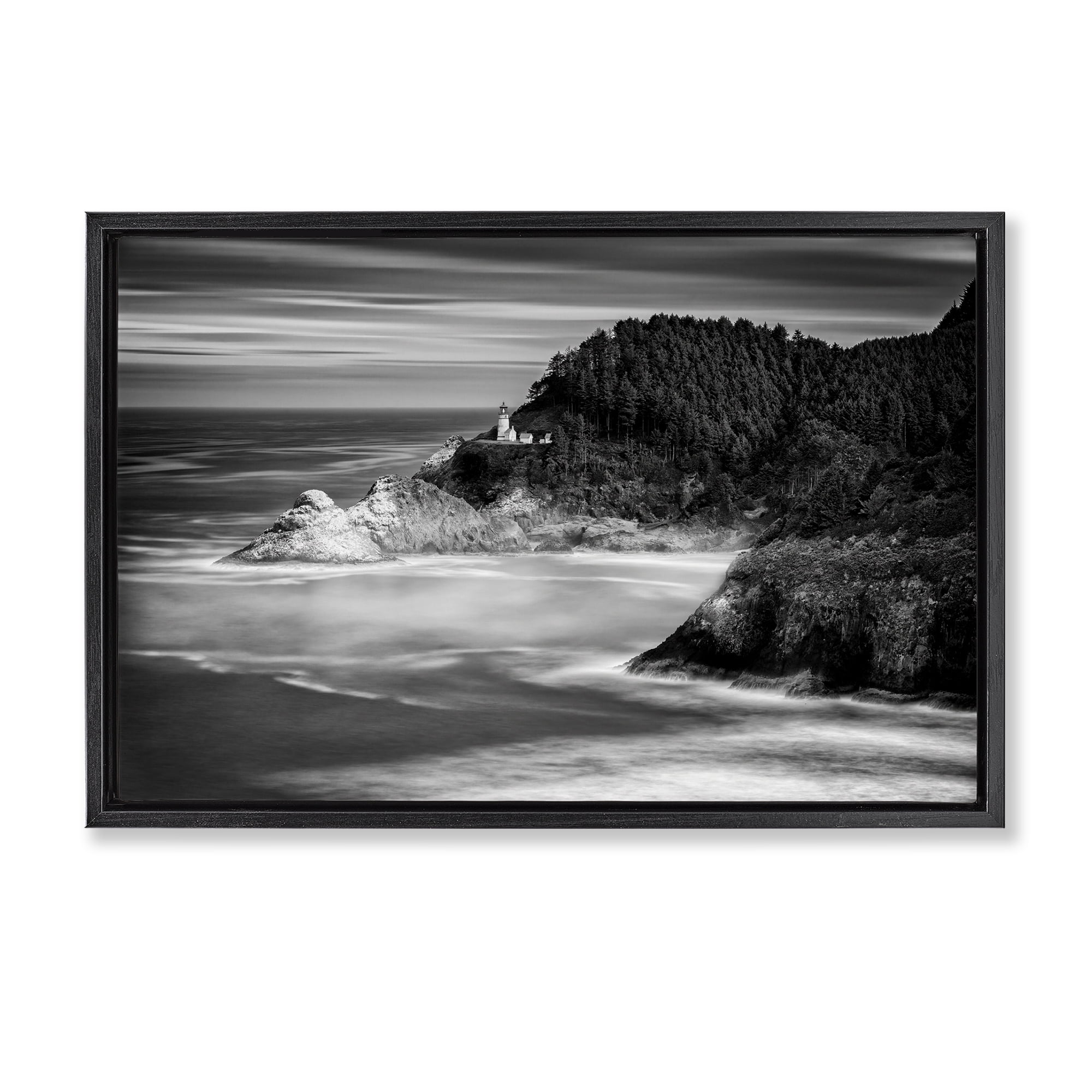 Stupell Industries Perched Above The Pacific Black Framed Floater Canvas Wall Art, design by Rick Berk