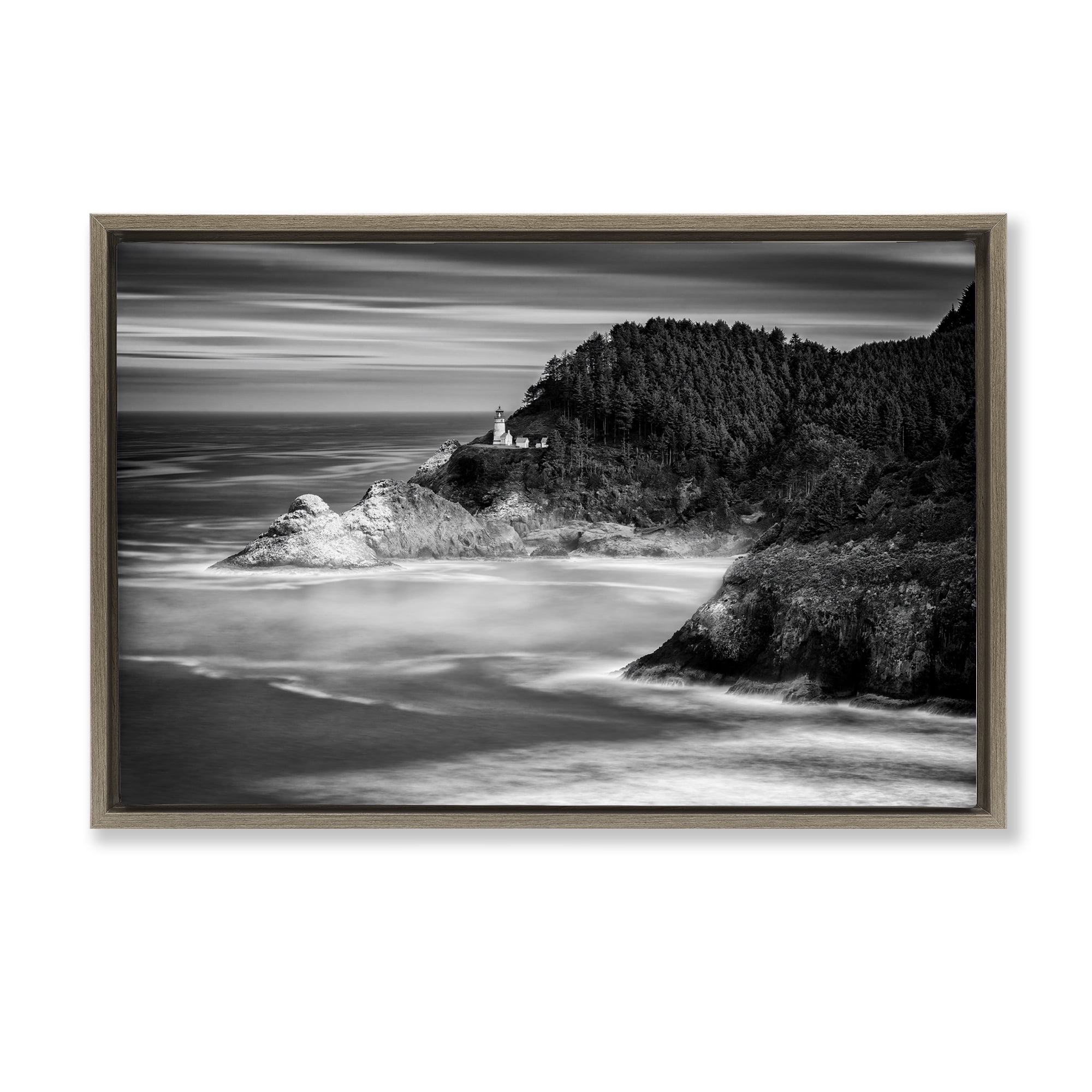 Stupell Industries Perched Above The Pacific Brown Framed Floater Canvas Wall Art, design by Rick Berk