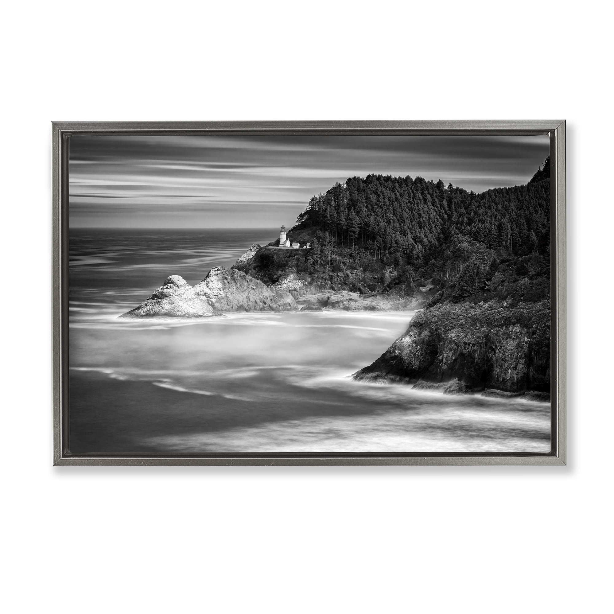 Stupell Industries Perched Above The Pacific Gray Framed Floater Canvas Wall Art, design by Rick Berk