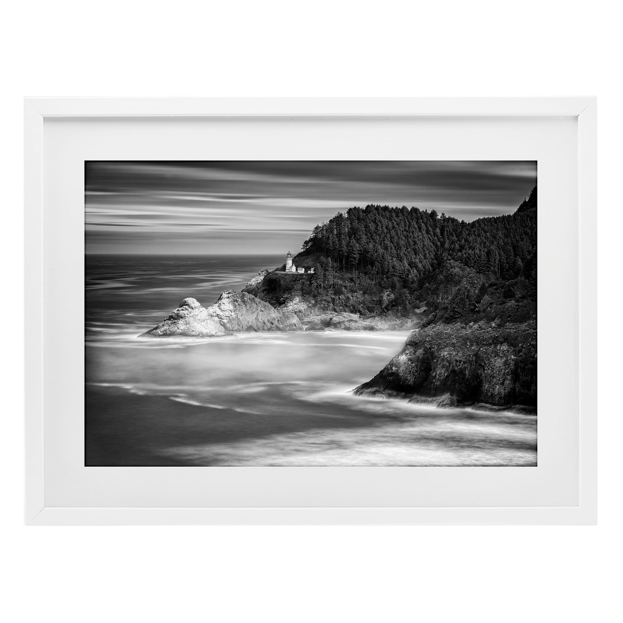 Stupell Industries Perched Above The Pacific White Framed Print Under Glass, design by Rick Berk