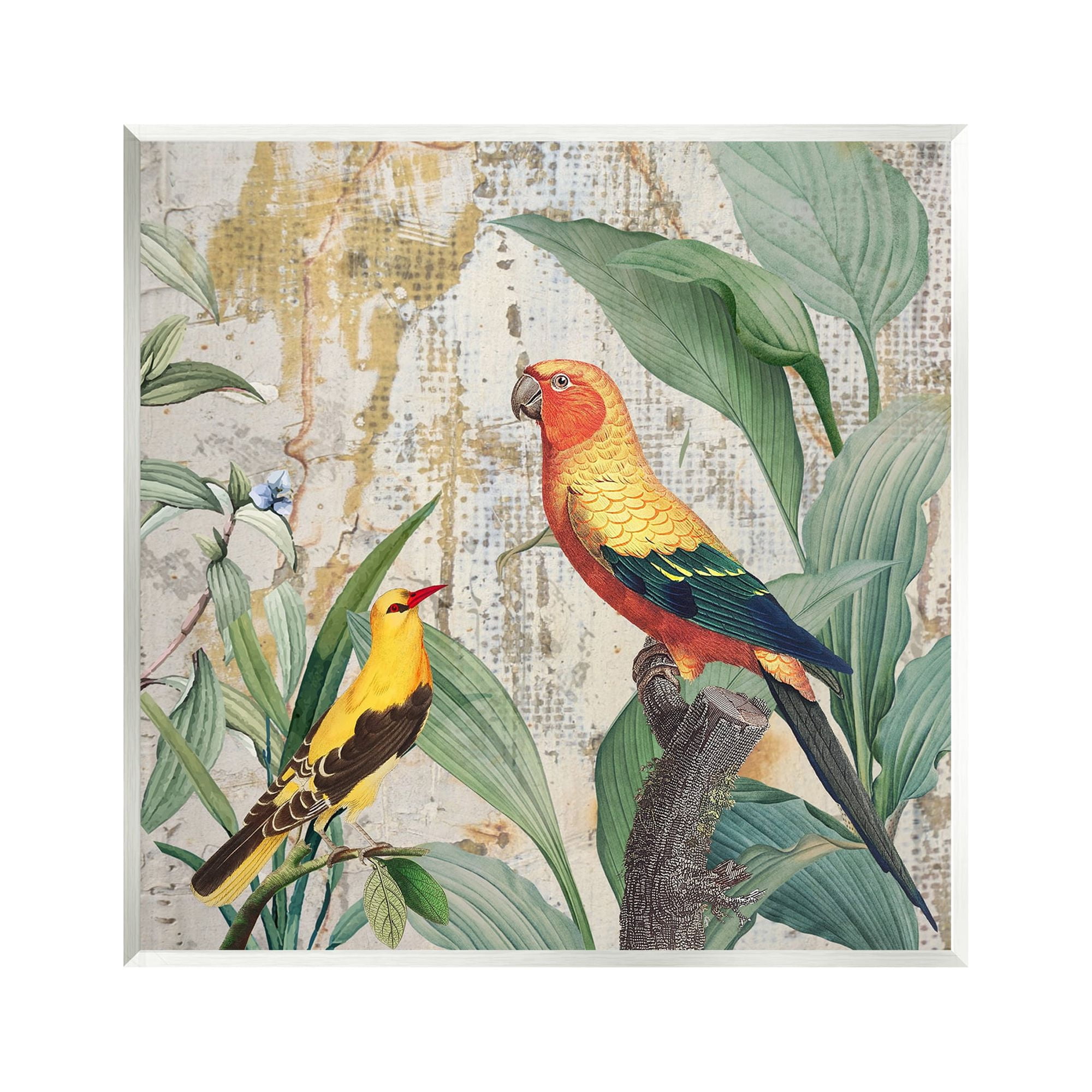 White and Brown MDF Wood Perched Birds Collage Wall Art
