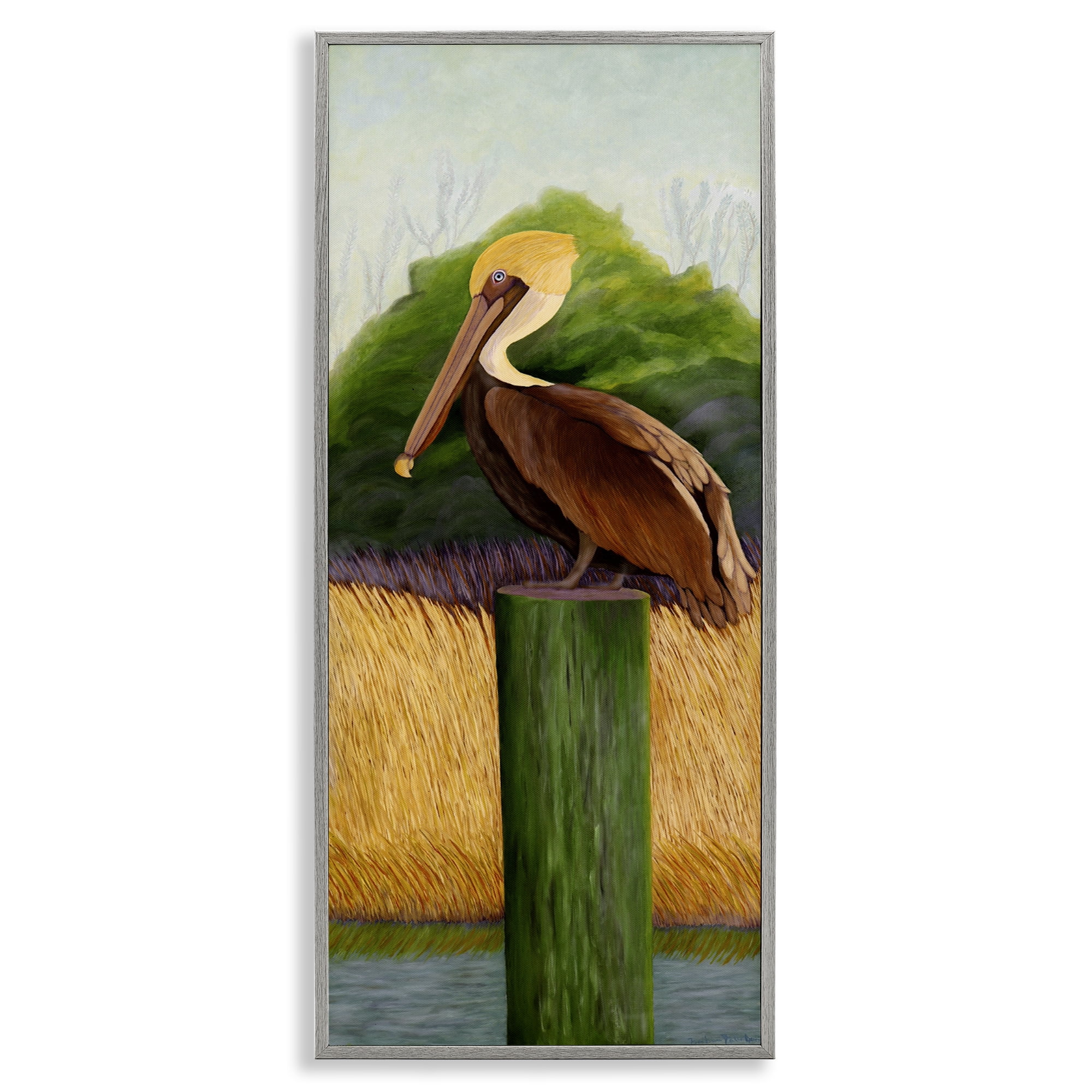Stupell Industries Perched Blue Eyed Pelican Gray Framed Giclee Art, design by Barbara Fallenbaum