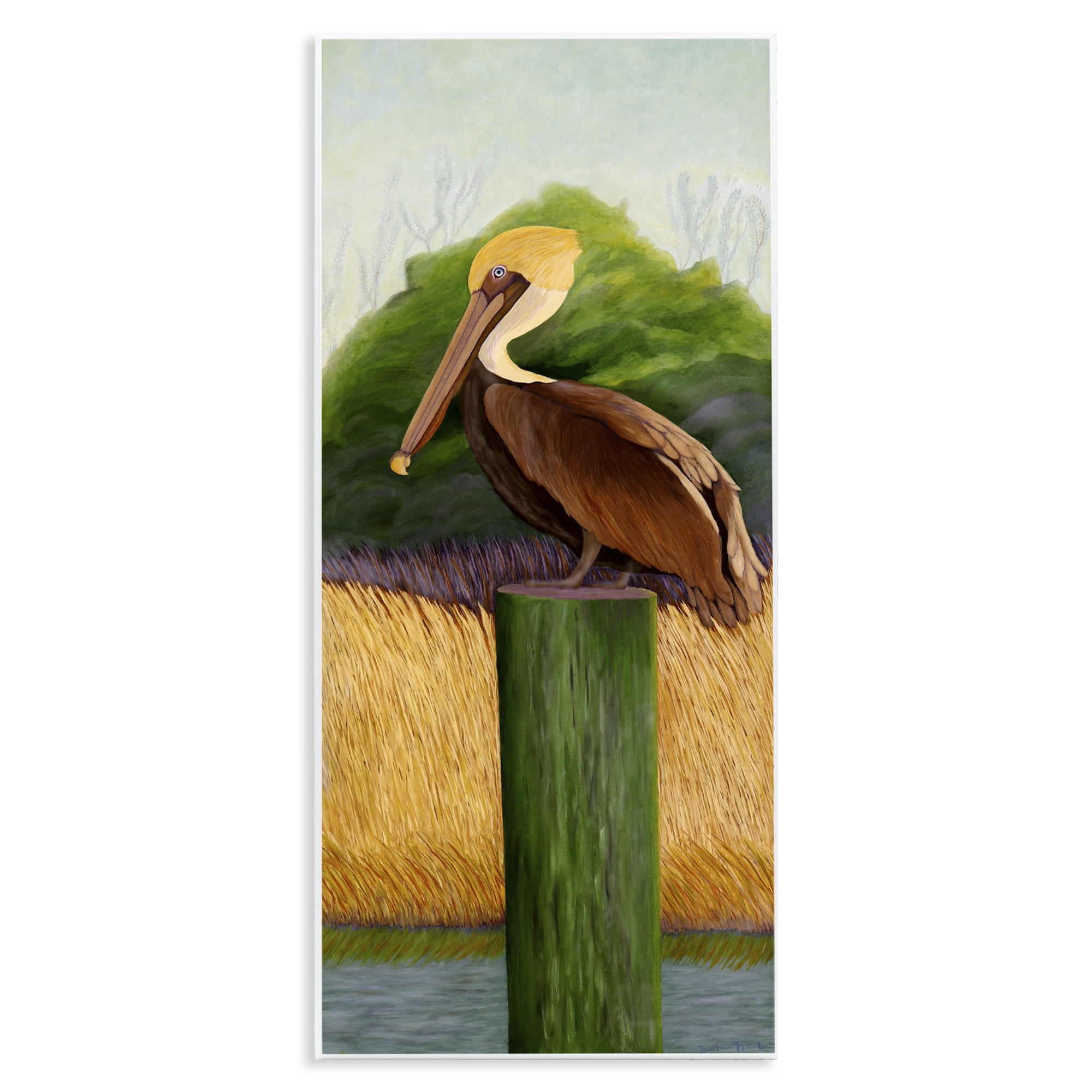 Stupell Industries Perched Blue Eyed Pelican Wall Plaque Art, design by Barbara Fallenbaum