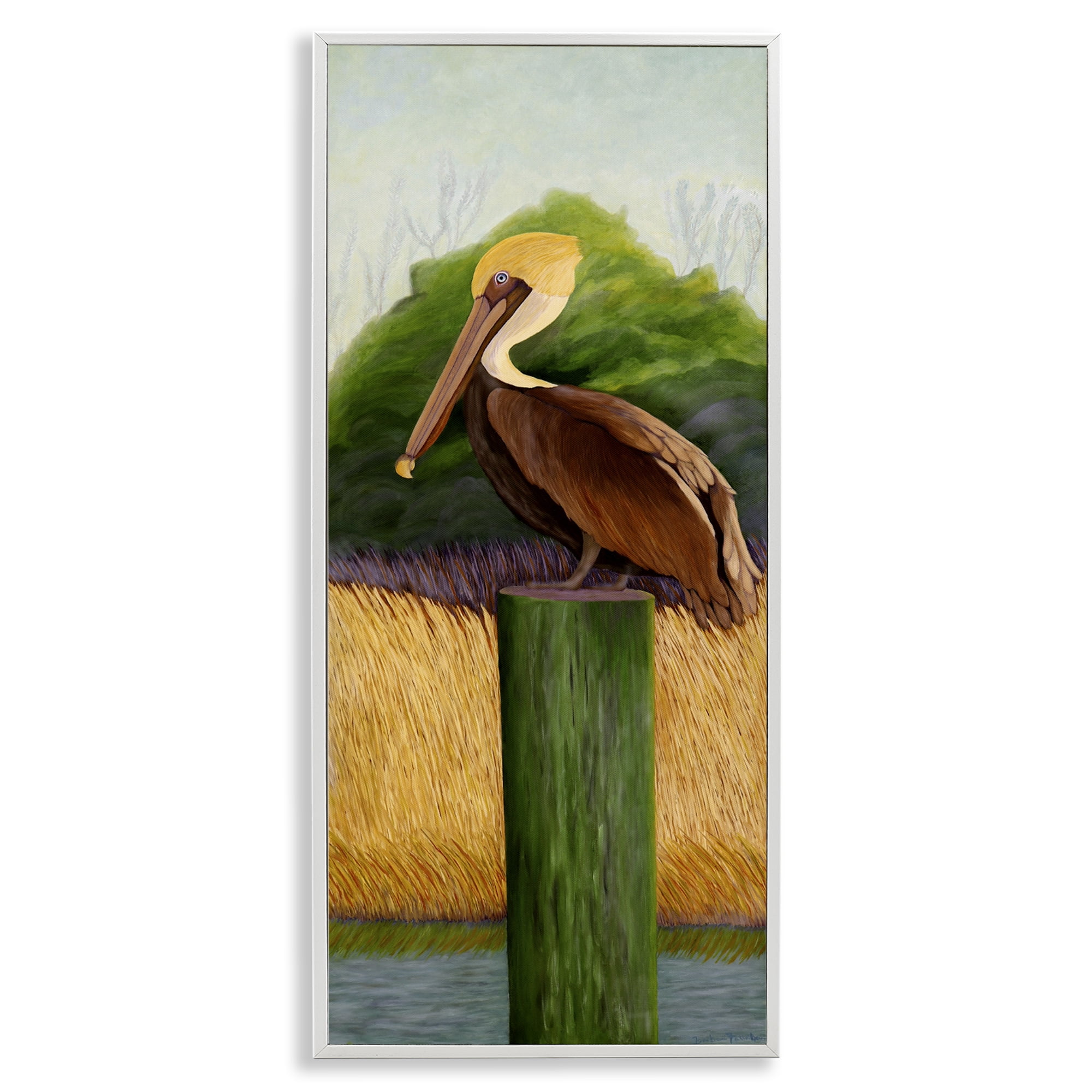 Stupell Industries Perched Blue Eyed Pelican White Framed Giclee Art, design by Barbara Fallenbaum