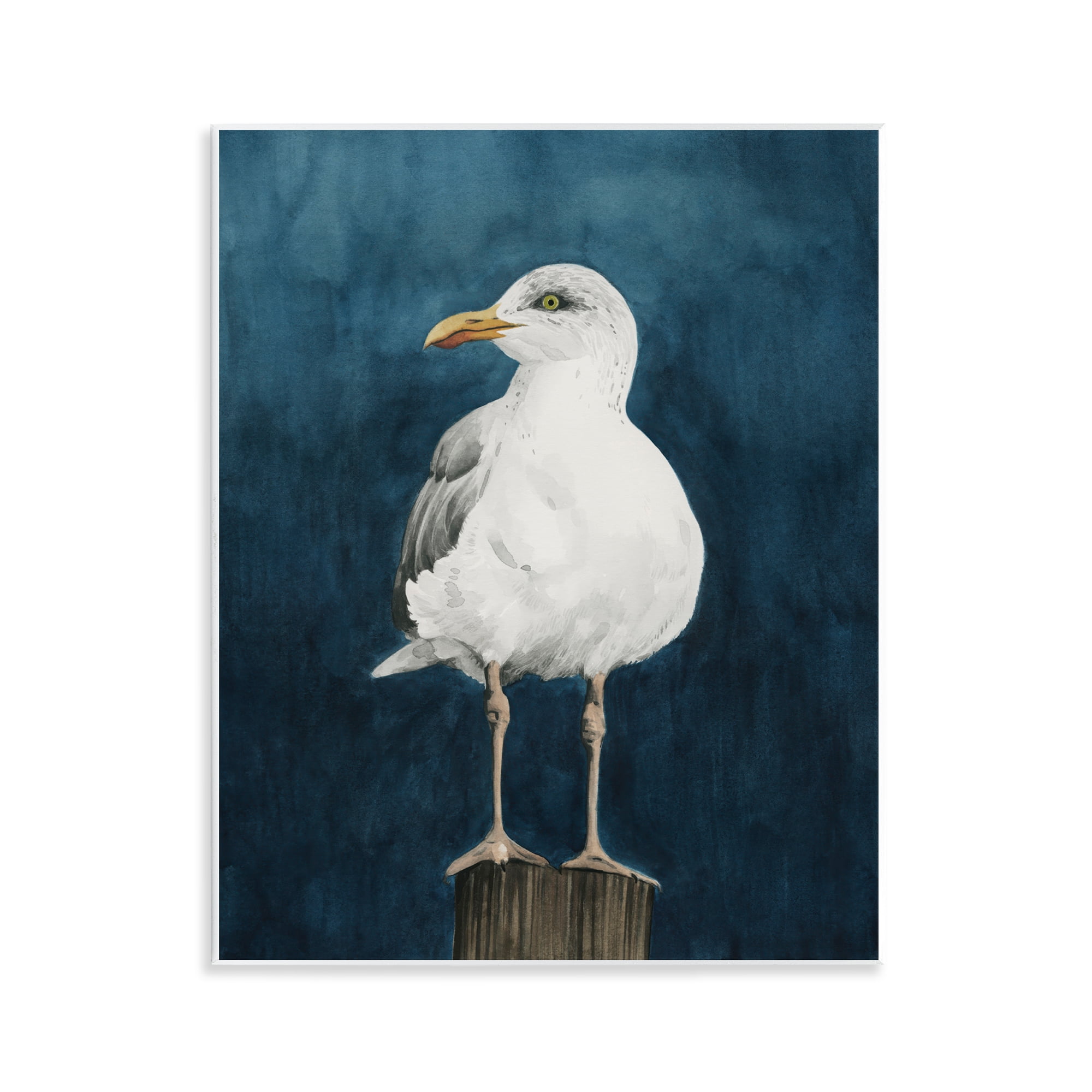 Stupell Industries Perched Coastal Bird Animals Painting Unframed Art Print Wall Art, 11 x 14