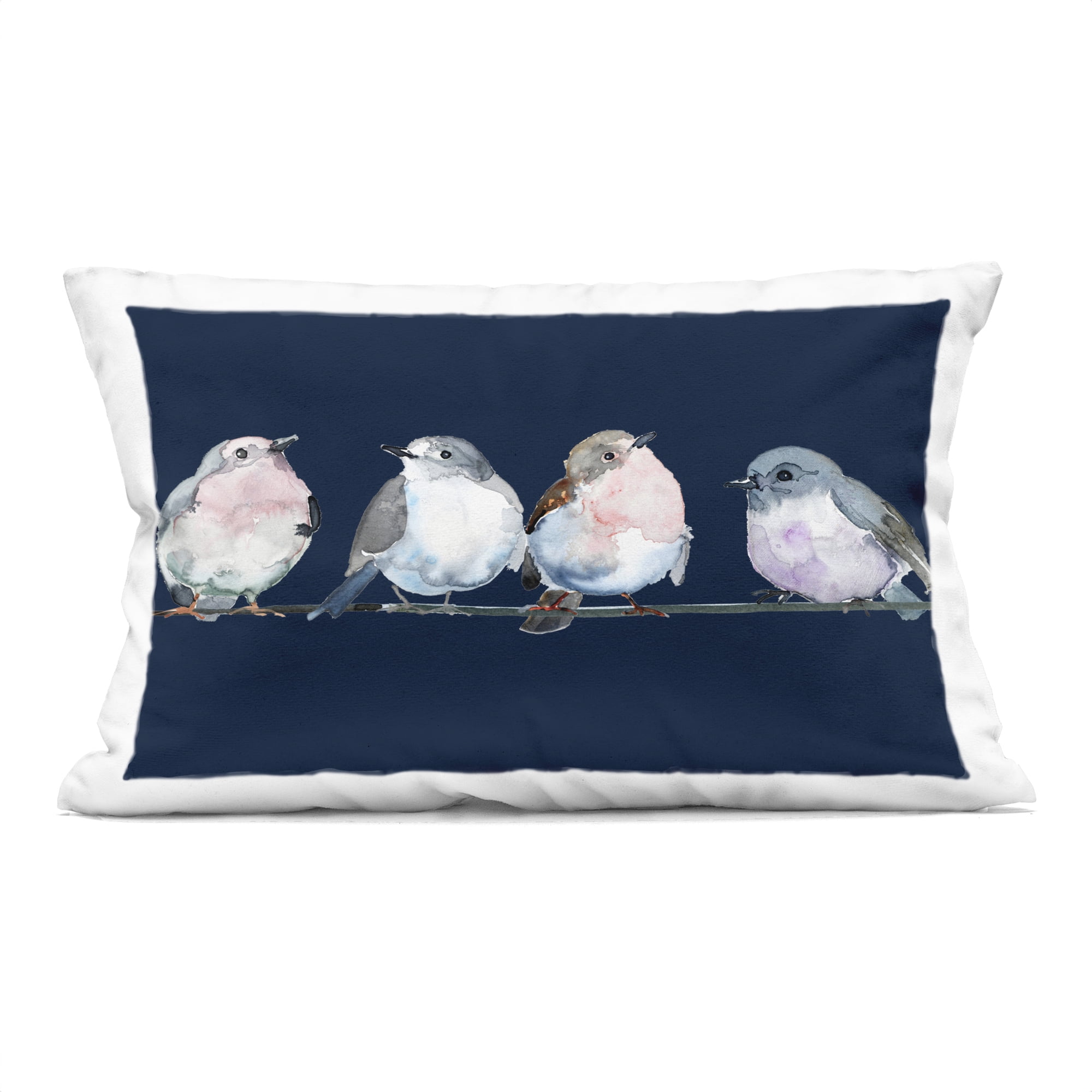 Stupell Industries Perched Foursome on Blue Decorative Printed Throw Pillow, design by Lorenzo Collective