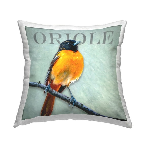 Stupell Industries Perched Oriole Bird Wildlife Animal Design by Alpenglow Workshop Throw Pillow
