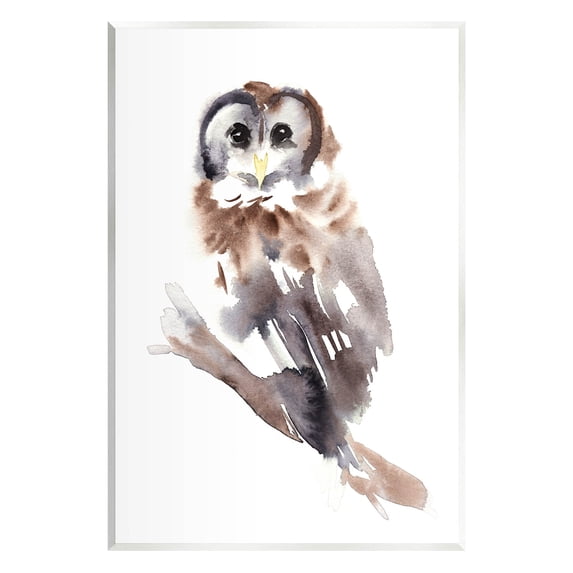 Stupell Industries Perched Owl Gazing Watercolor Style Painting Unframed Art Print Wall Art, Design by Annie Warren