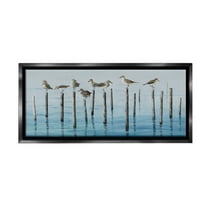 Stupell Industries Perched Sea Birds Animals & Insects Painting Black Floater Framed Canvas Art Print Wall Art, 25 x 11