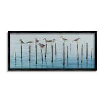 Stupell Industries Perched Sea Birds Animals & Insects Painting Black Framed Art Print Wall Art, 24 x 10