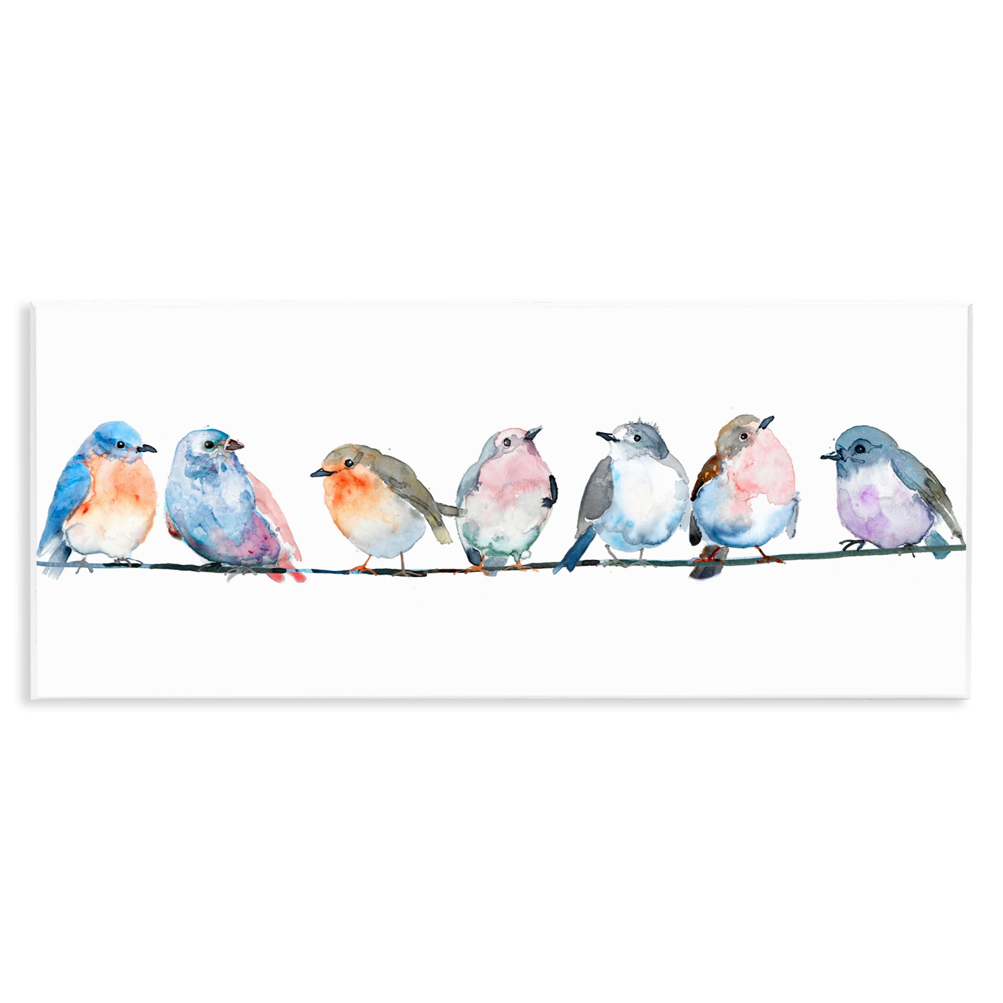 Stupell Industries Perching Pastel Birds Wall Plaque Art, design by Lorenzo Collective