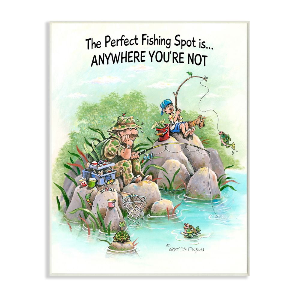 Stupell Industries Perfect Fishing Sport Funny Sports Cartoon Design Wall Plaque by Gary Patterson