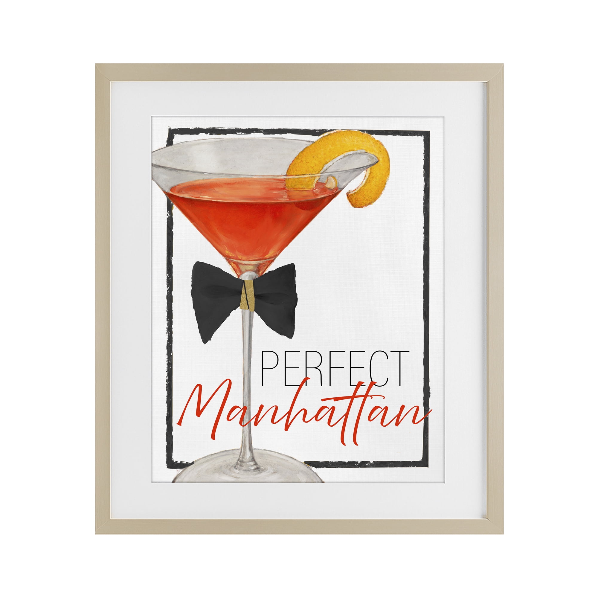 Stupell Industries Perfect Manhattan Cocktail Birch Framed Print Under Glass, design by Lorenzo Collective