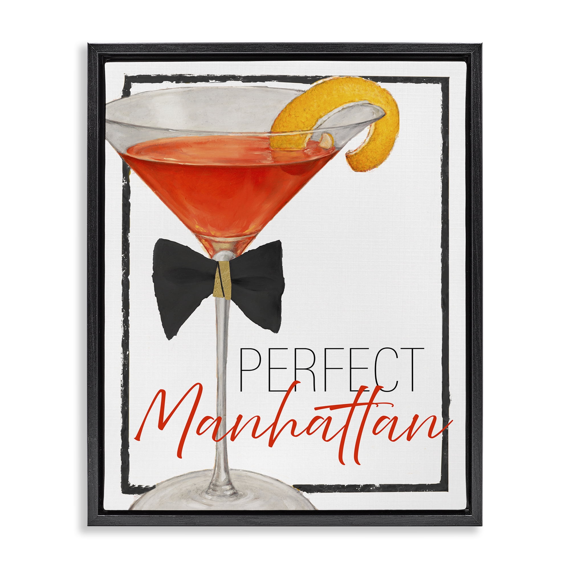 Stupell Industries Perfect Manhattan Cocktail Black Framed Floater Canvas Wall Art, design by Lorenzo Collective