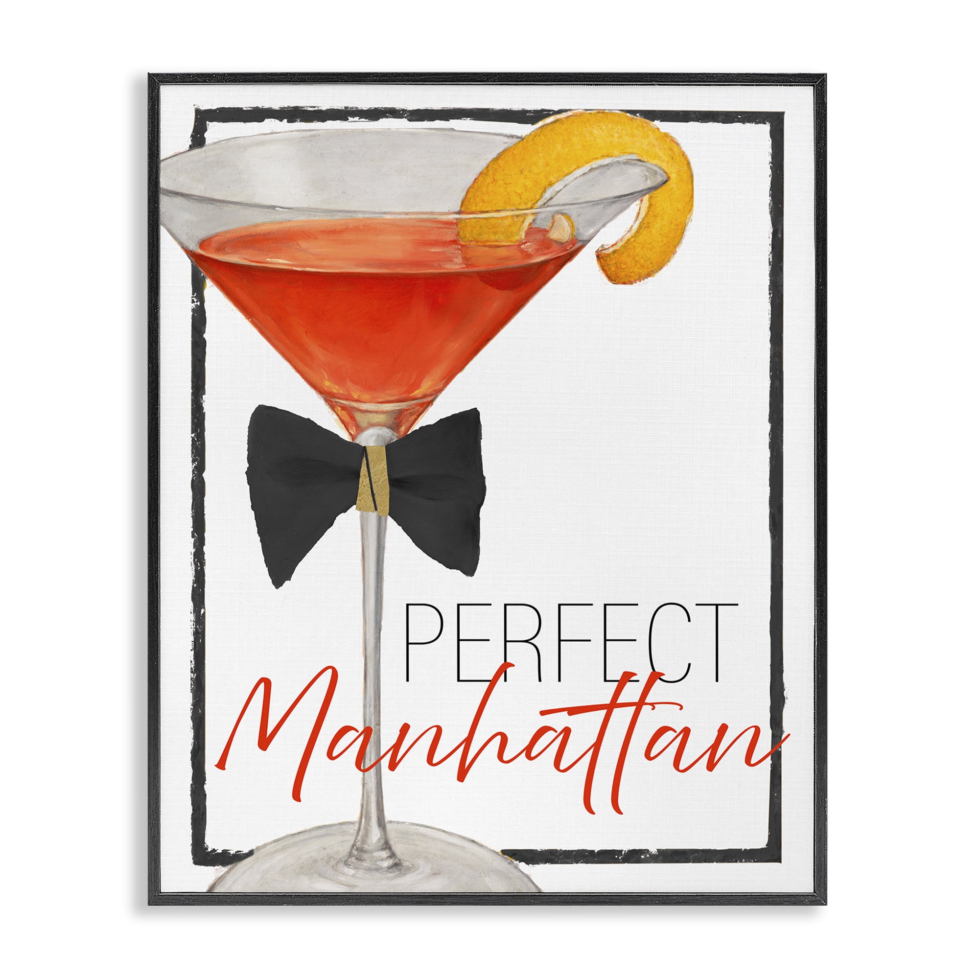 Stupell Industries Perfect Manhattan Cocktail Black Framed Giclee Art, design by Lorenzo Collective