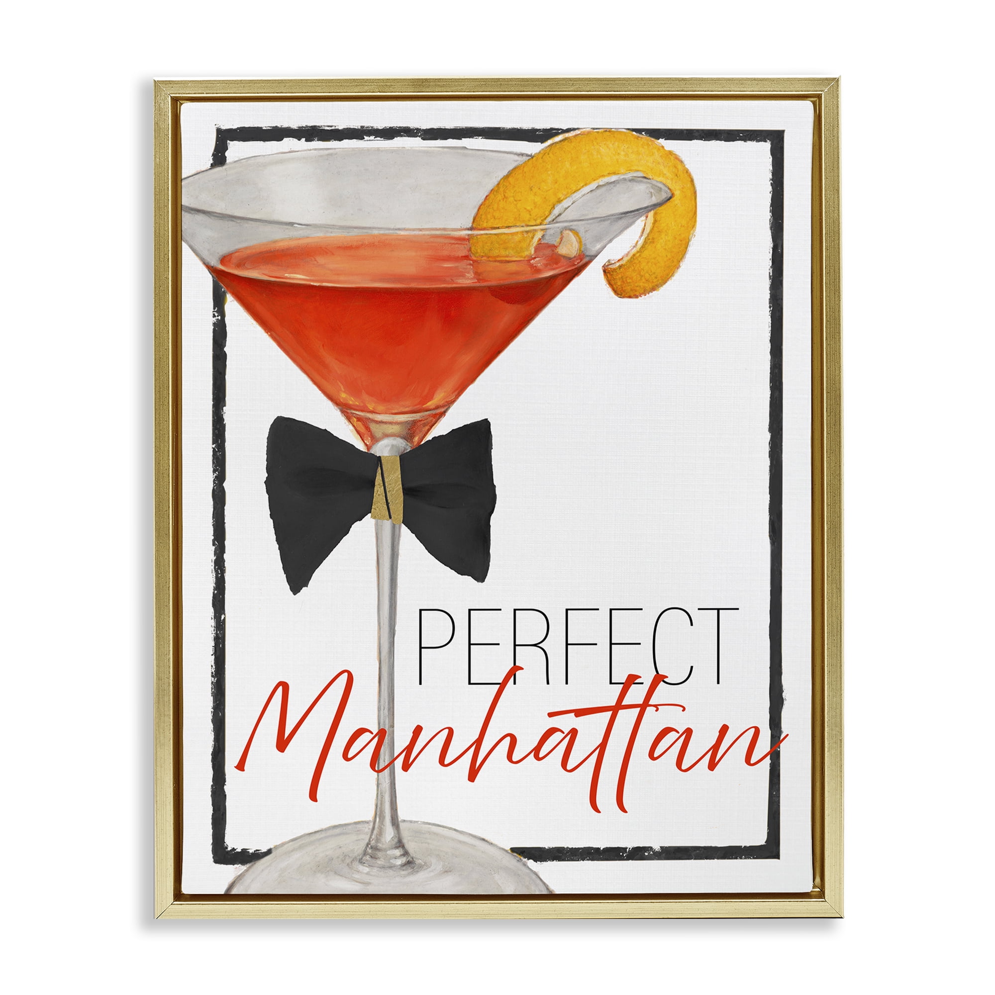 Stupell Industries Perfect Manhattan Cocktail Gold Framed Floater Canvas Wall Art, design by Lorenzo Collective