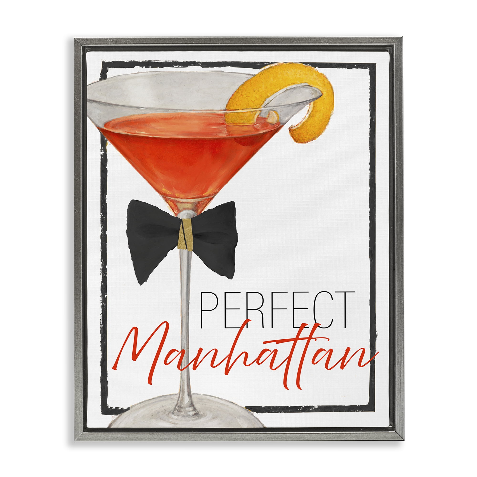 Stupell Industries Perfect Manhattan Cocktail Gray Framed Floater Canvas Wall Art, design by Lorenzo Collective