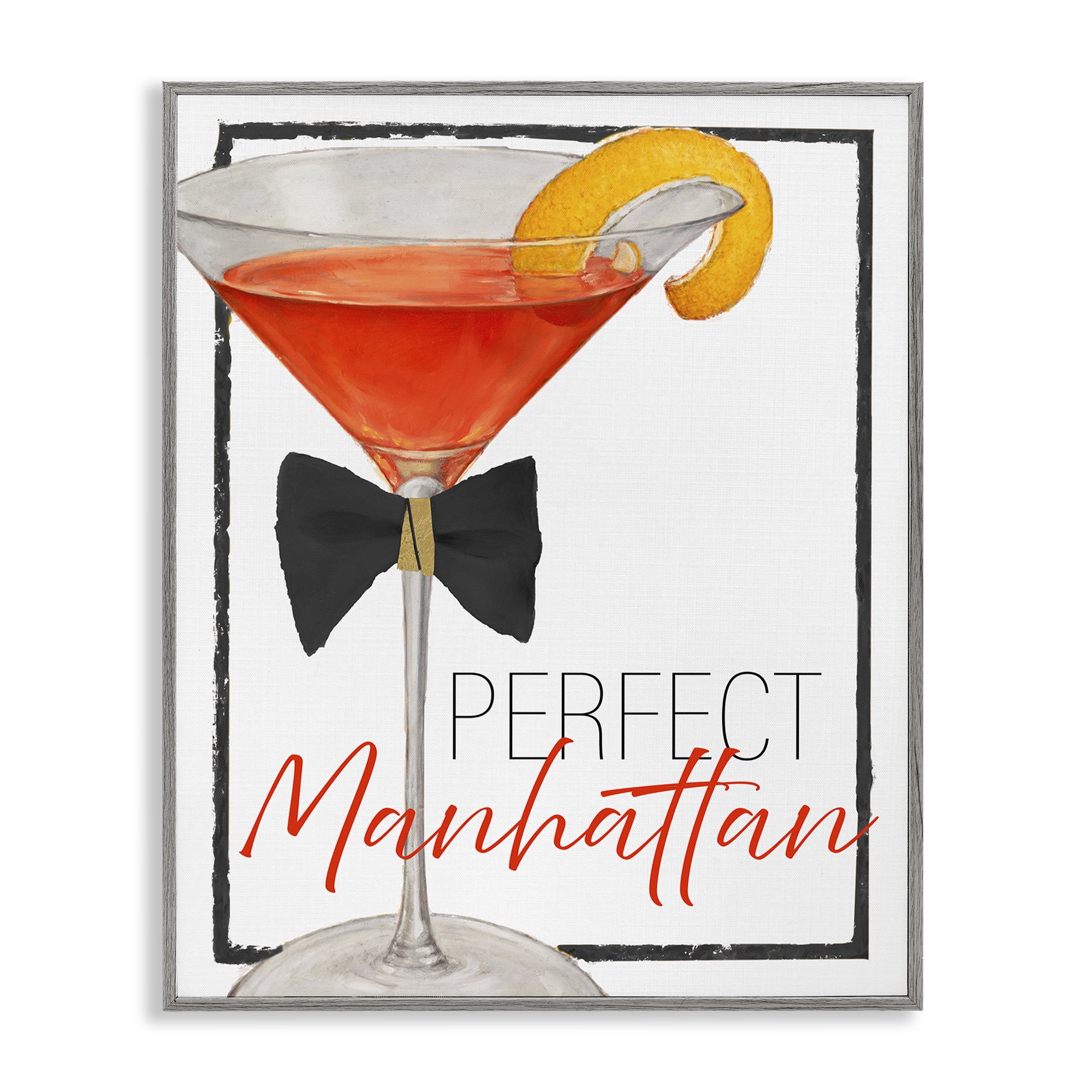Stupell Industries Perfect Manhattan Cocktail Gray Framed Giclee Art, design by Lorenzo Collective