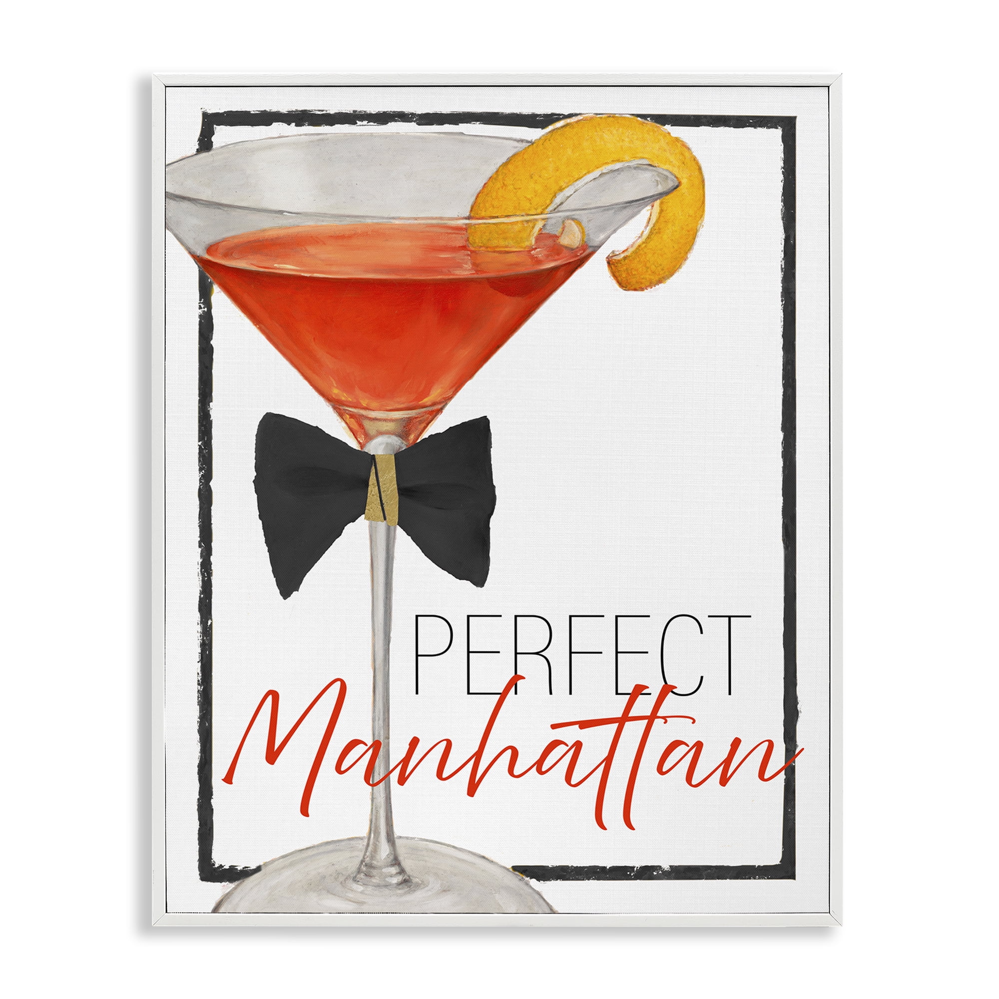 Stupell Industries Perfect Manhattan Cocktail White Framed Giclee Art, design by Lorenzo Collective