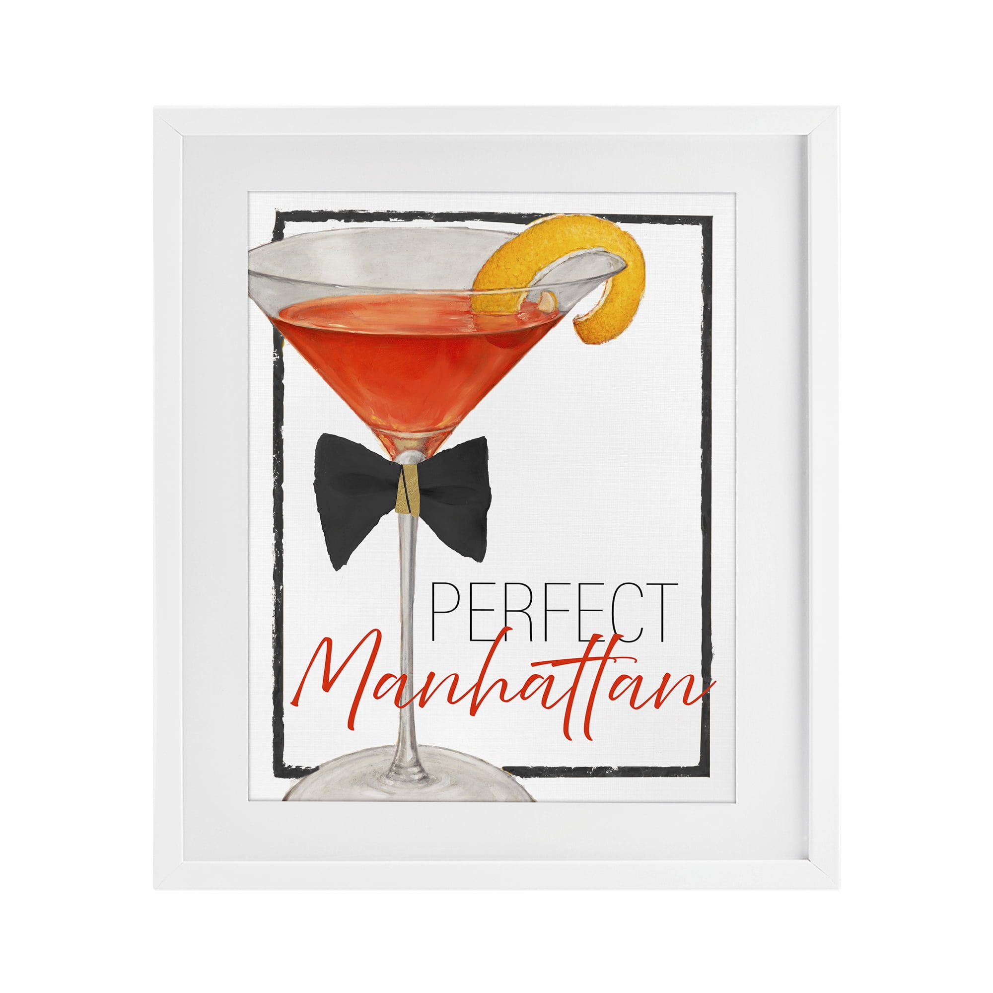 Stupell Industries Perfect Manhattan Cocktail White Framed Print Under Glass, design by Lorenzo Collective