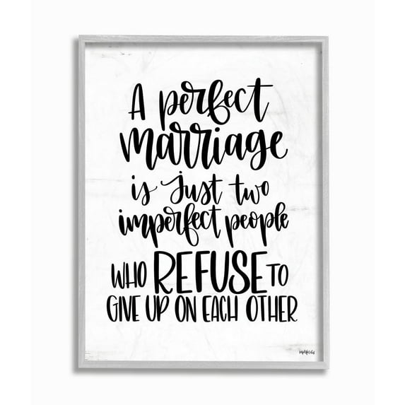 Stupell Industries Perfect Marriage Imperfect People Phrase Love Quote Framed Wall Art Design by Imperfect Dust, 11" x 14", Gray Framed