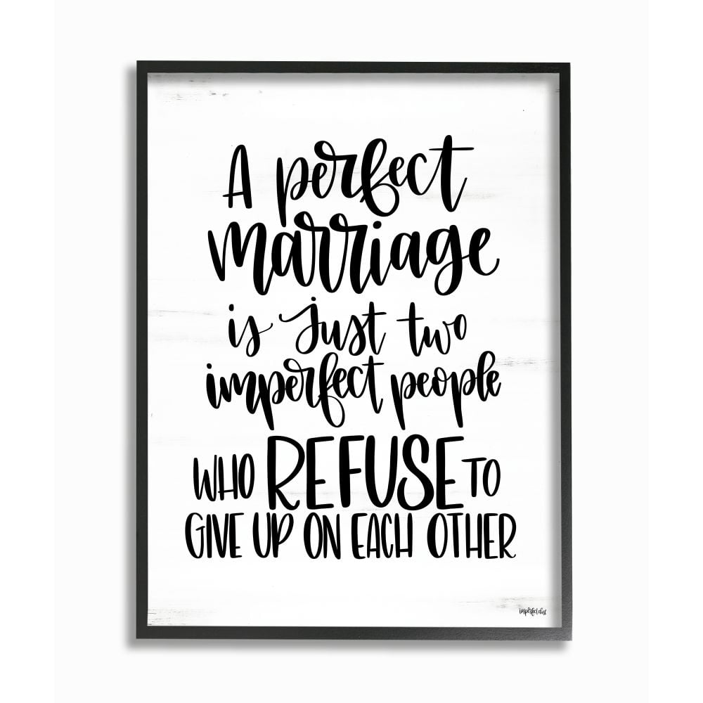 Stupell Industries Perfect Marriage Imperfect People Phrase Love Quote Framed Wall Art Design by Imperfect Dust