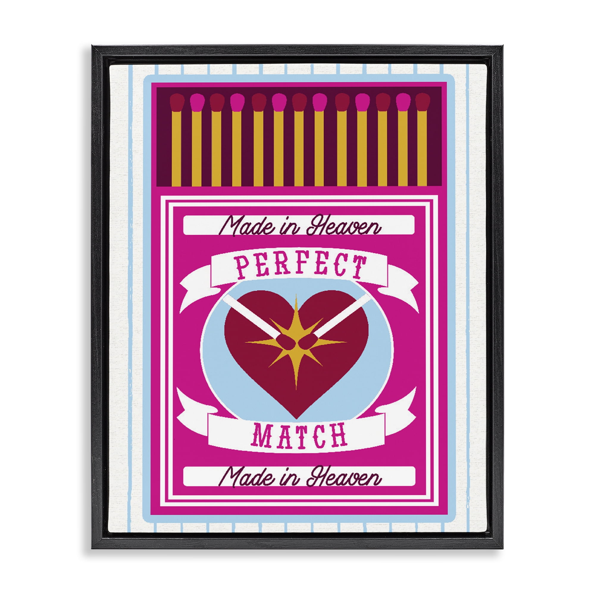 Stupell Industries Perfect Match Made In Heaven Black Framed Floater Canvas Wall Art, design by Lil' Rue