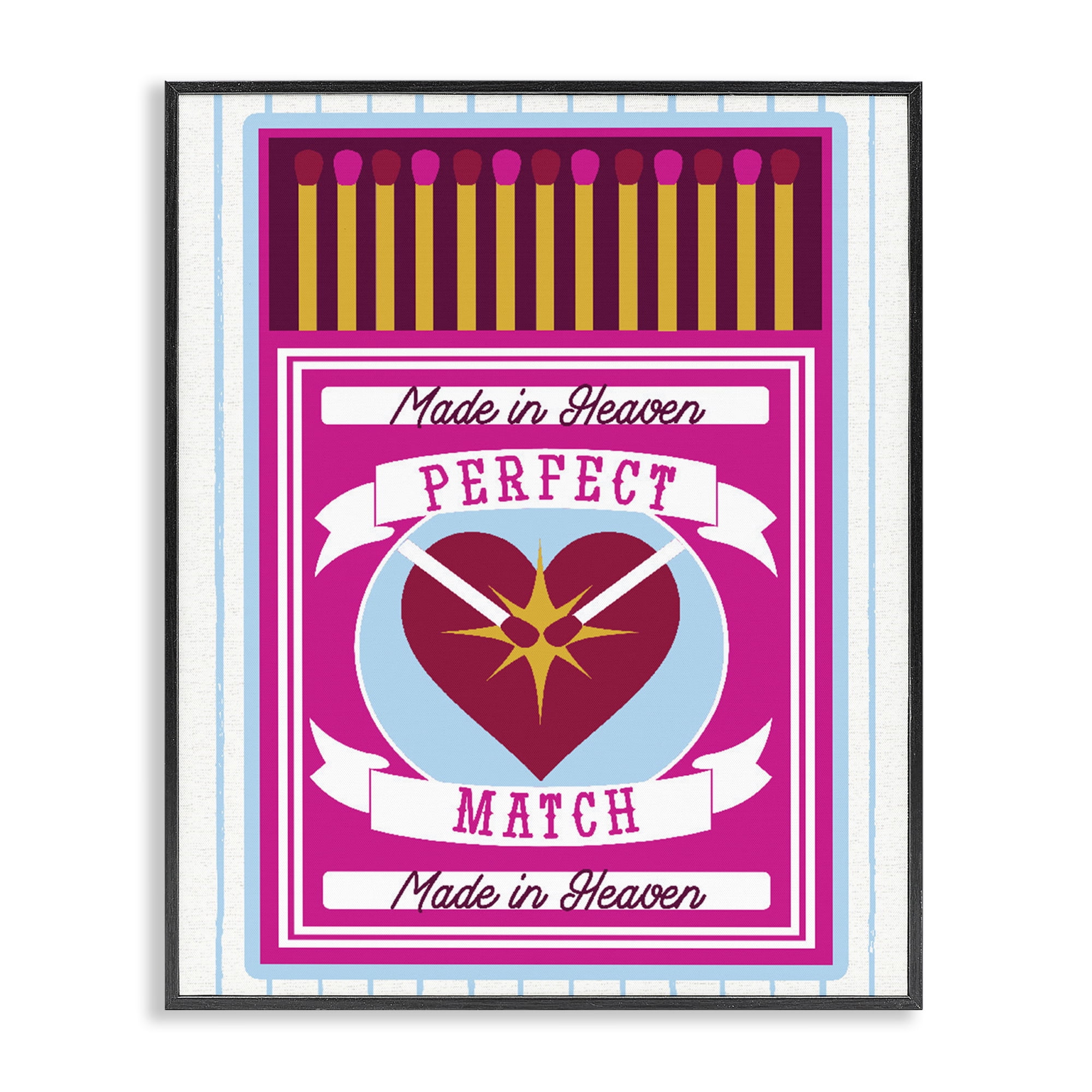 Stupell Industries Perfect Match Made In Heaven Black Framed Giclee Art, design by Lil' Rue