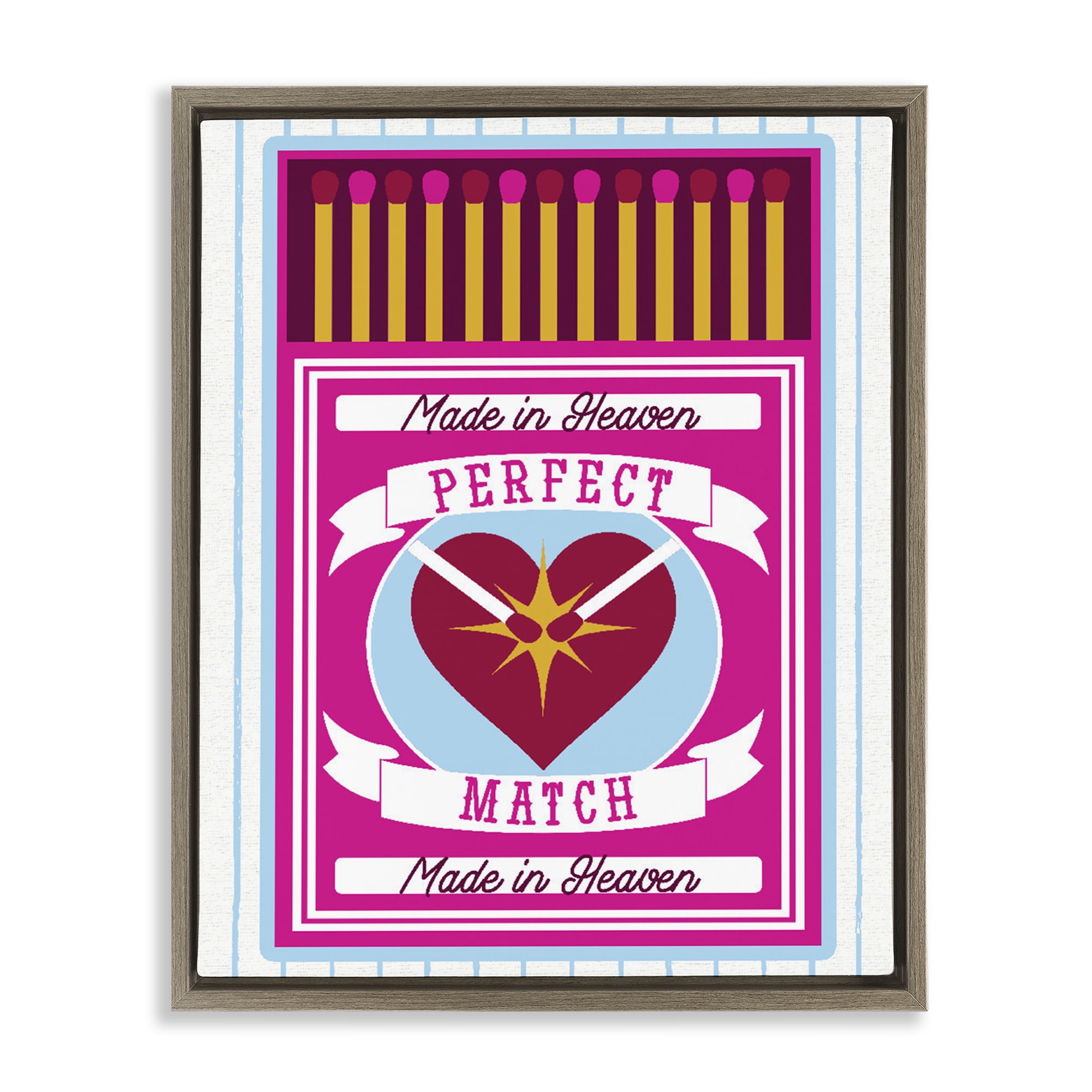 Stupell Industries Perfect Match Made In Heaven Brown Framed Floater Canvas Wall Art, design by Lil' Rue