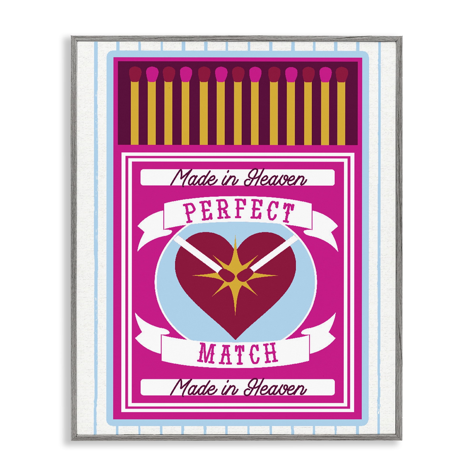 Stupell Industries Perfect Match Made In Heaven Gray Framed Giclee Art, design by Lil' Rue