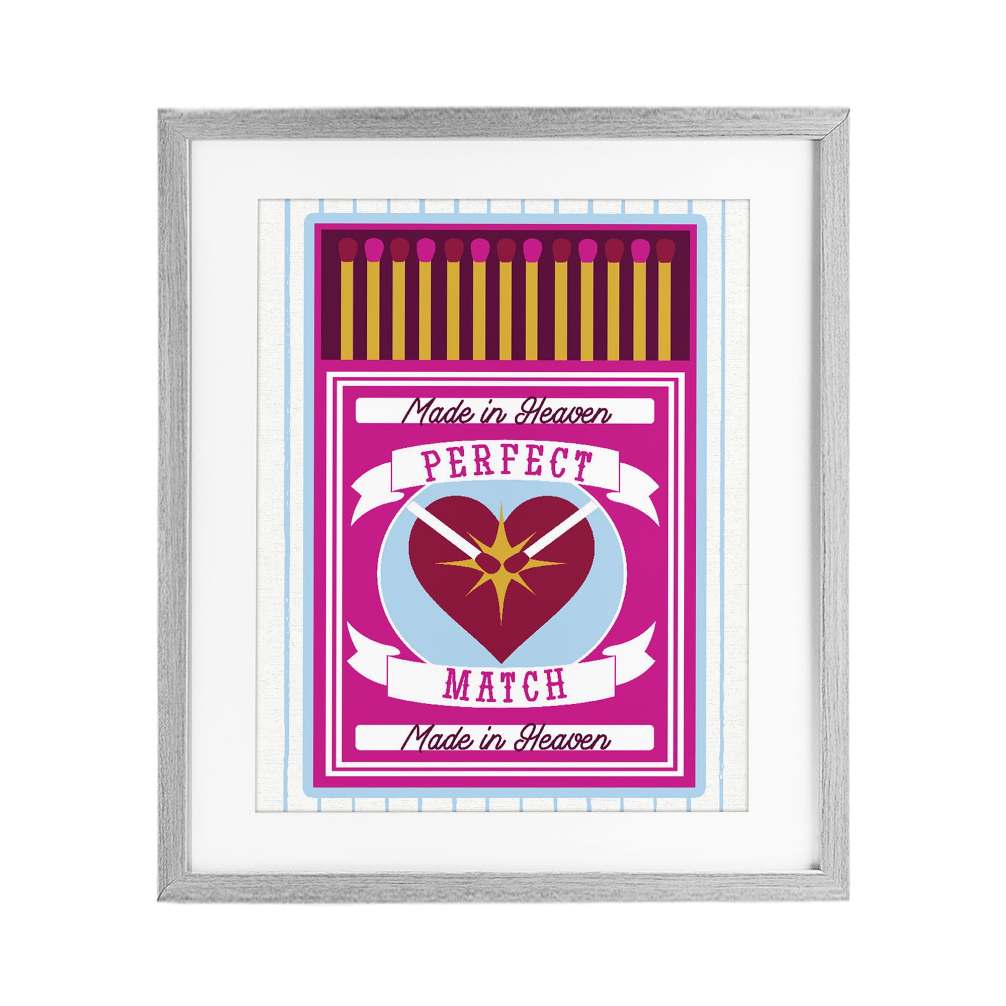 Stupell Industries Perfect Match Made In Heaven Gray Framed Print Under Glass, design by Lil' Rue