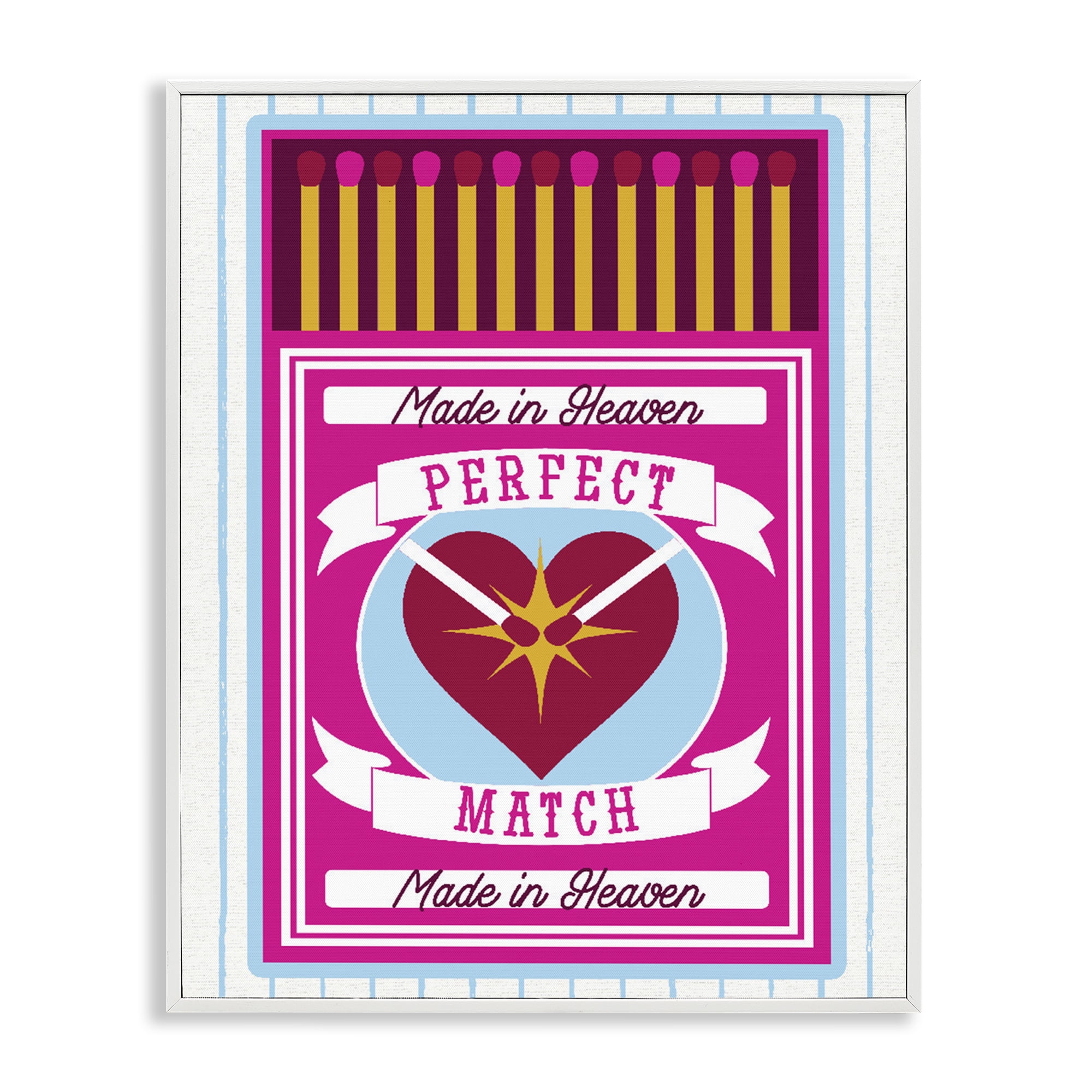 Stupell Industries Perfect Match Made In Heaven White Framed Giclee Art, design by Lil' Rue