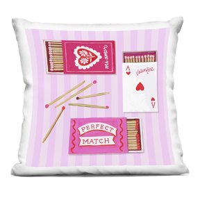 Stupell Industries Perfect Match Valentine Matchboxes Decorative Printed Throw Pillow, design by Rachael Reese, 18 x 7 x 18