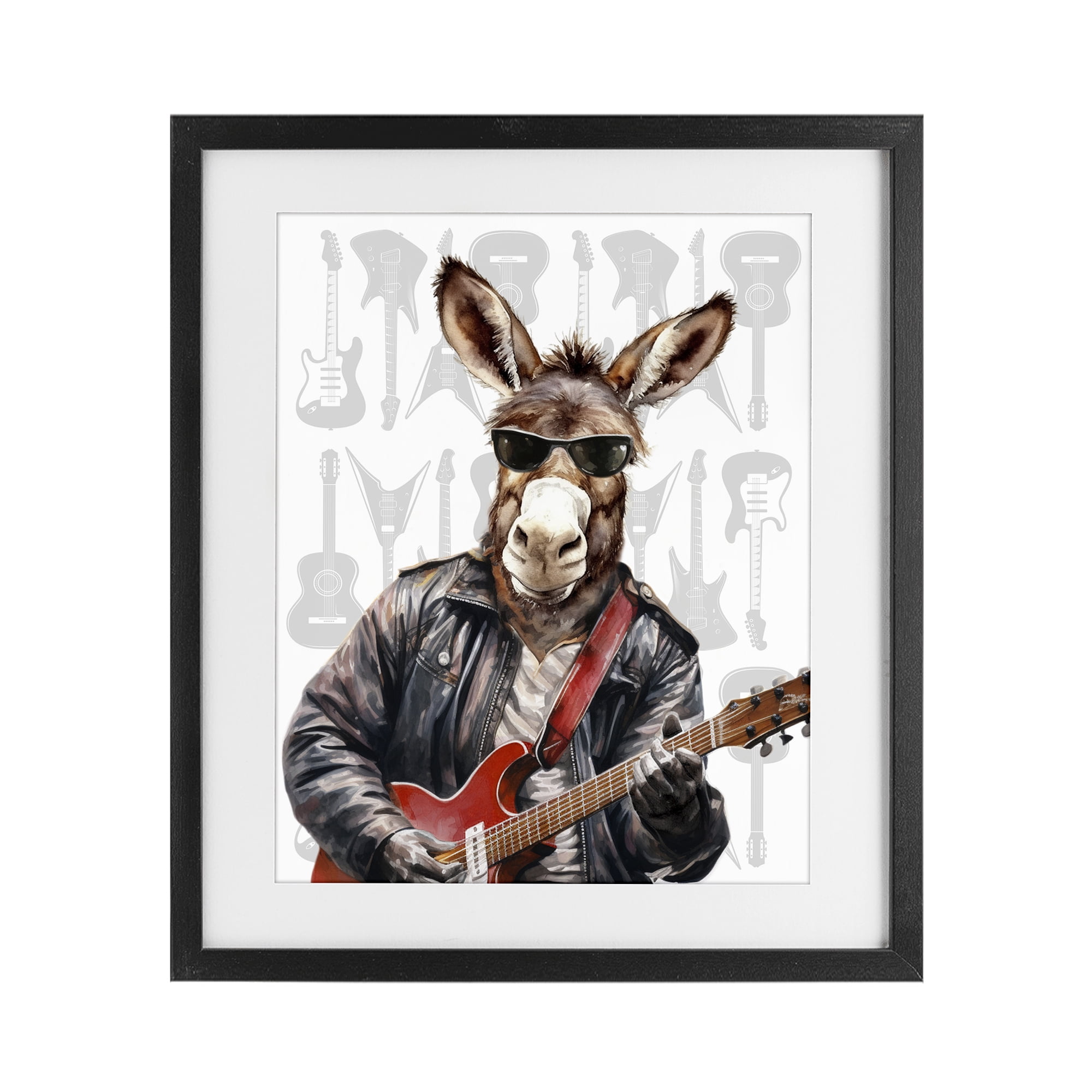 Stupell Industries Performing Musician Donkey Black Framed Print Under Glass, design by CAD Designs