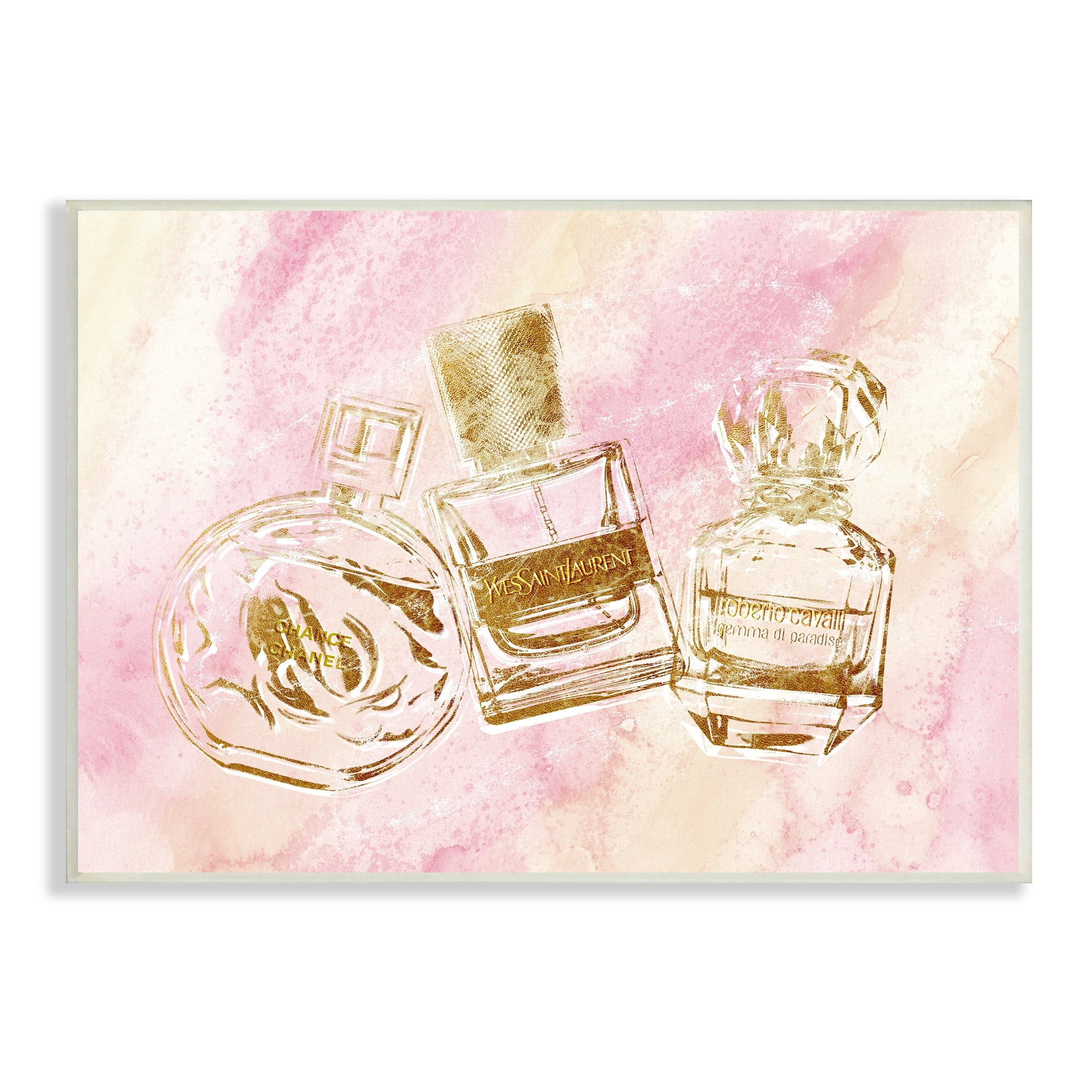 Stupell Industries Perfume Bottle Arrangement Glam Gold Abstract Pattern, 15 x 10,Design by Ziwei Li