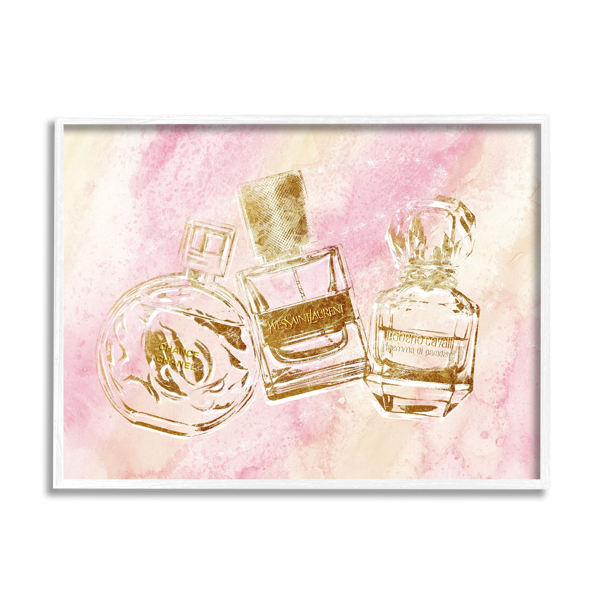 Stupell Industries Perfume Bottle Arrangement Glam Gold Abstract Pattern, 30 x 24,Design by Ziwei Li