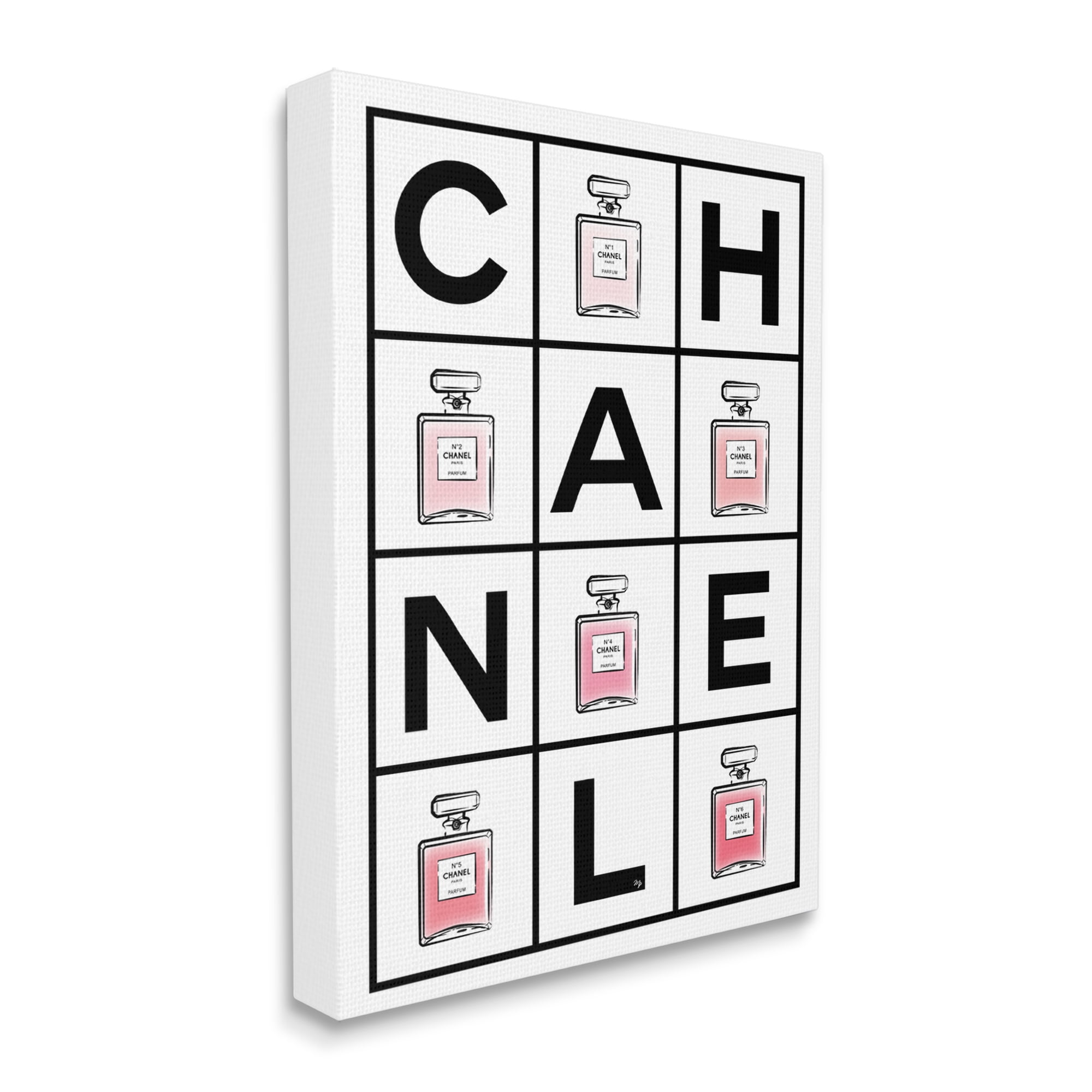 Stupell Industries Perfume Bottle Bold Text Glam Pattern Pink Typography Painting Gallery Wrapped Canvas Art Print Wall Art, 24 x 30