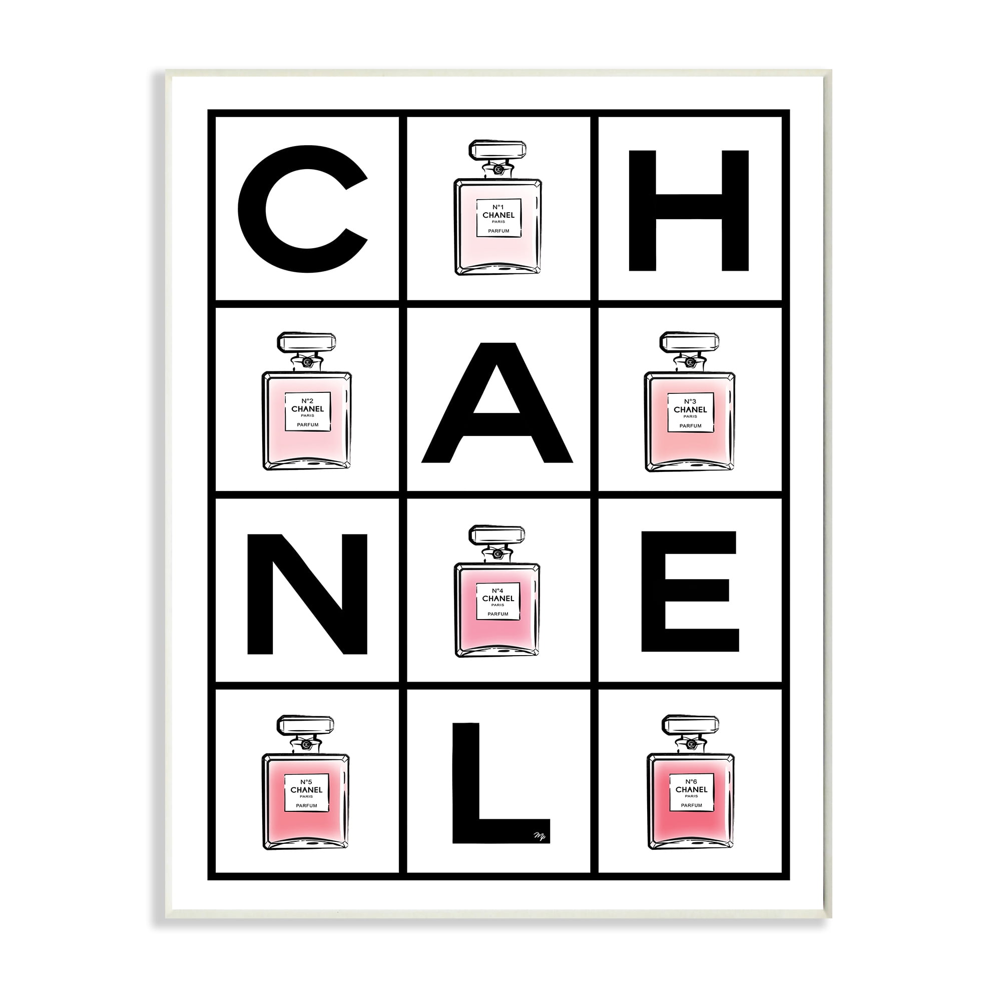 Stupell Industries Perfume Bottle Bold Text Glam Pattern Pink Typography Painting Wall Plaque Art Print Wall Art, 13 x 19