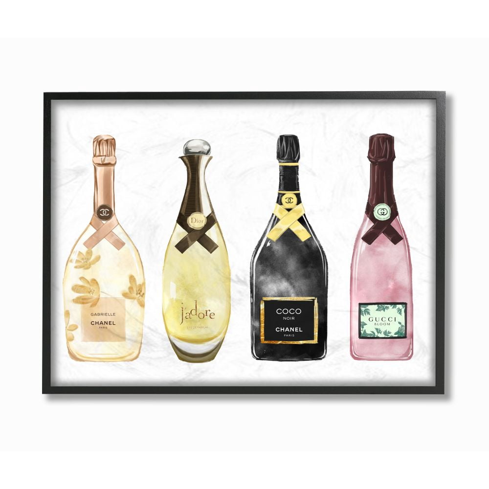 Stupell Industries Perfume Bottle Brands Fashion Glam Watercolor Design Framed Wall Art by Ziwei Li