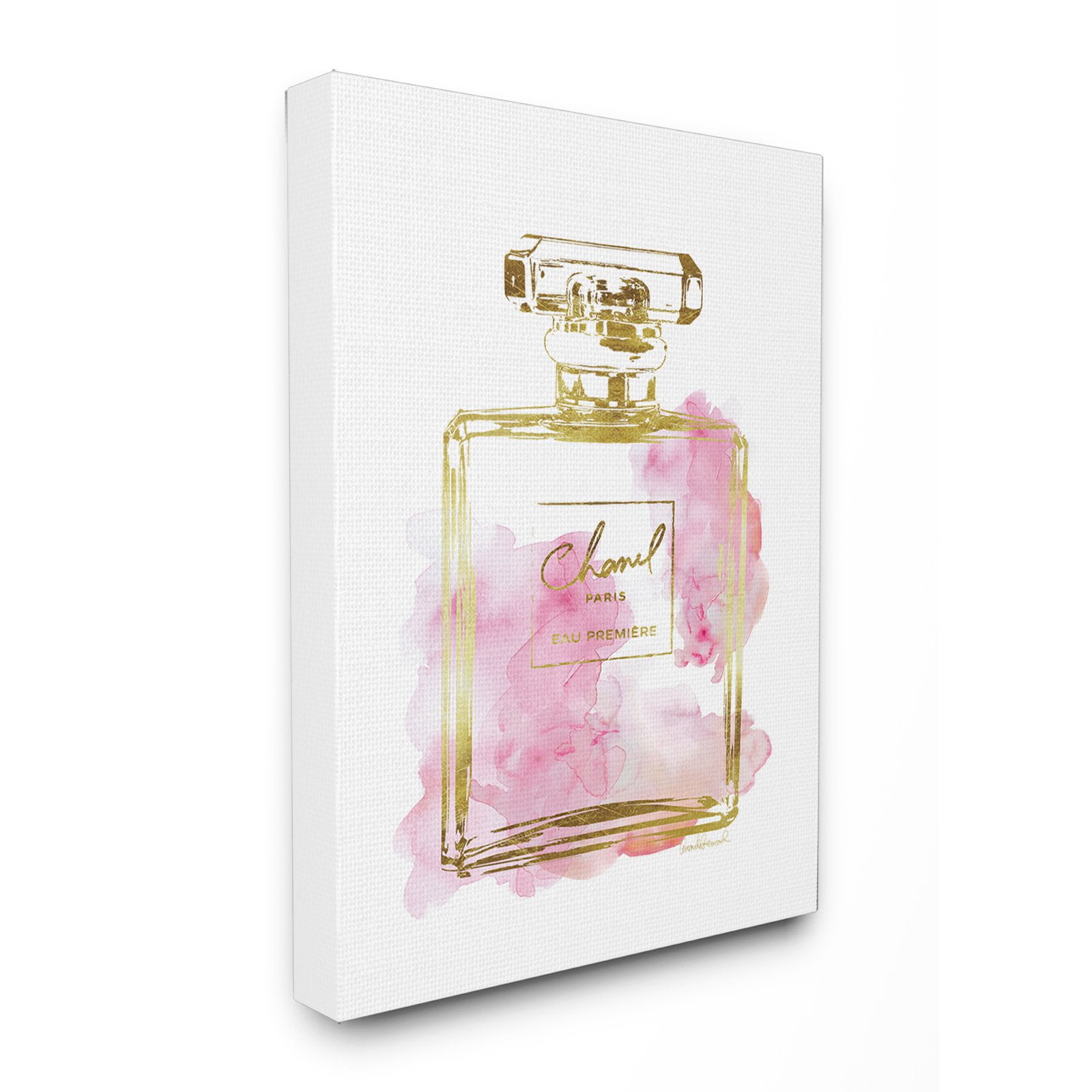 Stupell Industries Perfume Bottle Gold Pink Oversized Canvas Wall Art ...