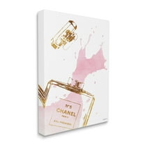 Stupell Industries Perfume Bottle Splash Pink Gold Canvas Wall Art