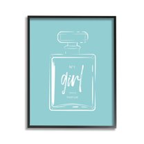 Stupell Industries Perfume Bottle on Blue Beauty & Fashion Painting Black Framed Art Print Wall Art, 11 x 14