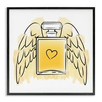 Stupell Industries Perfume with Angel Wings Fashion Painting Black Framed Art Print Wall Art, 12 x 12