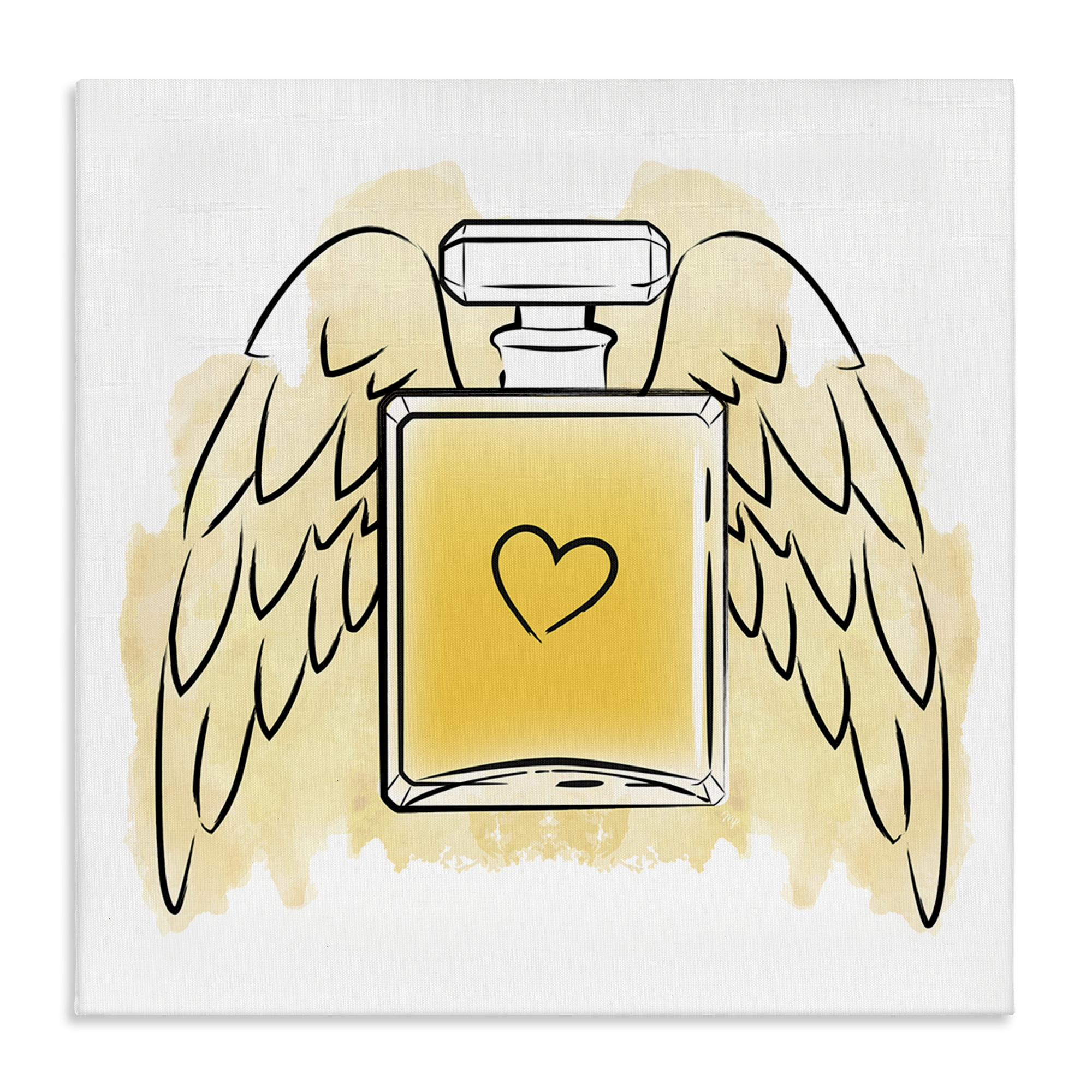 Stupell Industries Perfume with Angel Wings Fashion Painting Wrapped Canvas Art Print Wall Art, 17 x 17