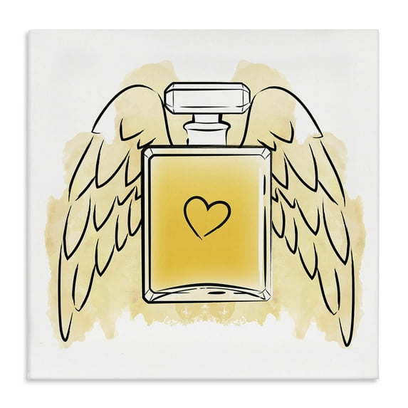 Stupell Industries Perfume with Angel Wings Fashion Painting Wrapped Canvas Art Print Wall Art, 36 x 36