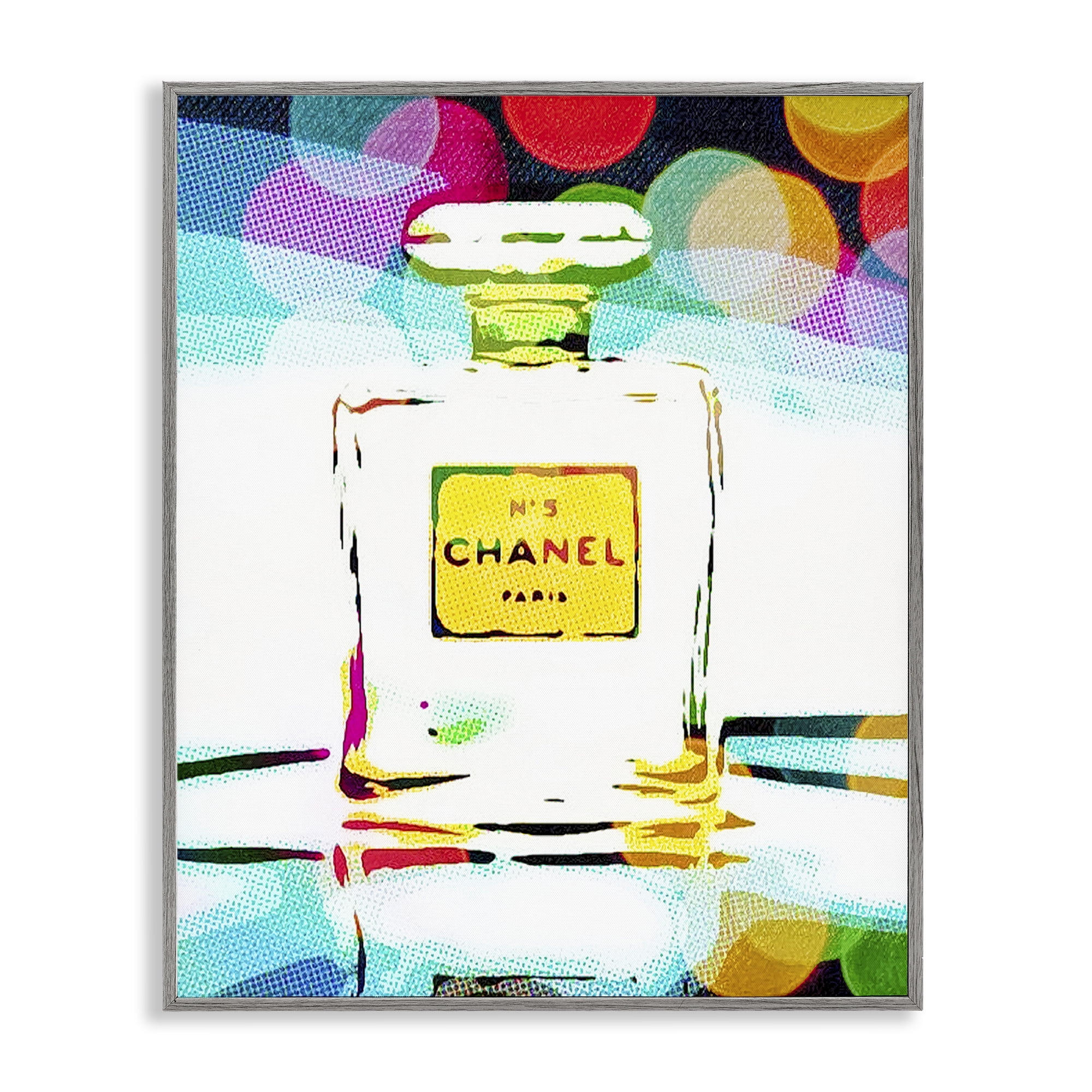 Stupell Industries Perfume with Modern Bokeh Fashion Painting Gray Framed Art Print Wall Art, 11 x 14