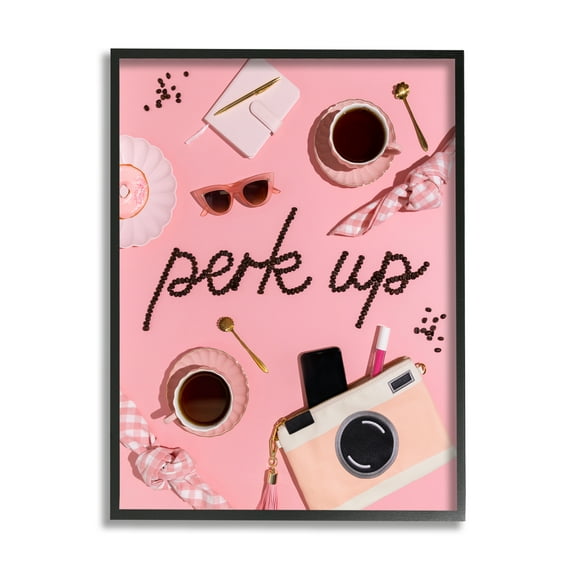 Stupell Industries Perk Up Glam Coffees Food & Beverage Painting Black Framed Art Print Wall Art, 11 x 14