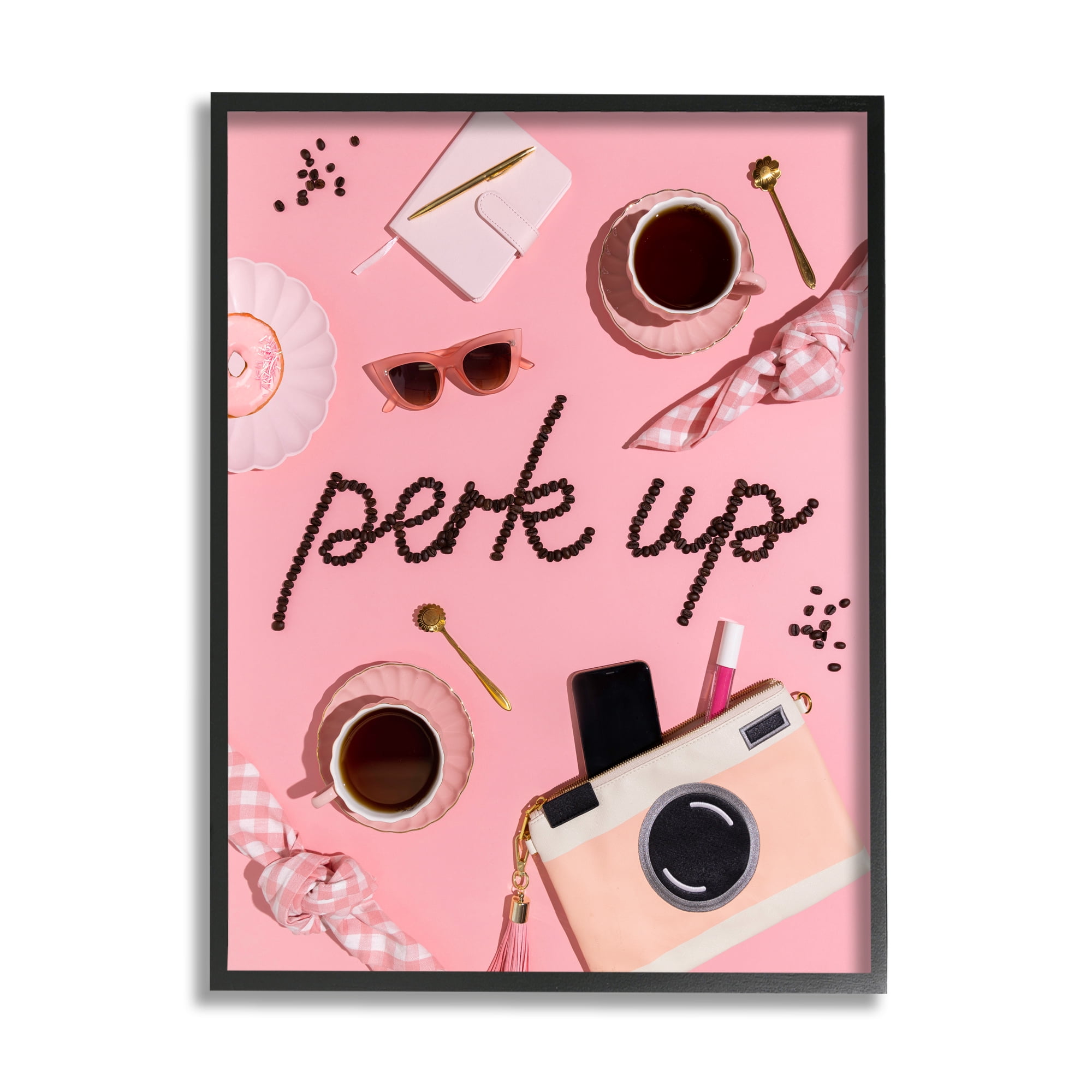 Stupell Industries Perk Up Glam Coffees Food & Beverage Painting Black Framed Art Print Wall Art, 24 x 30